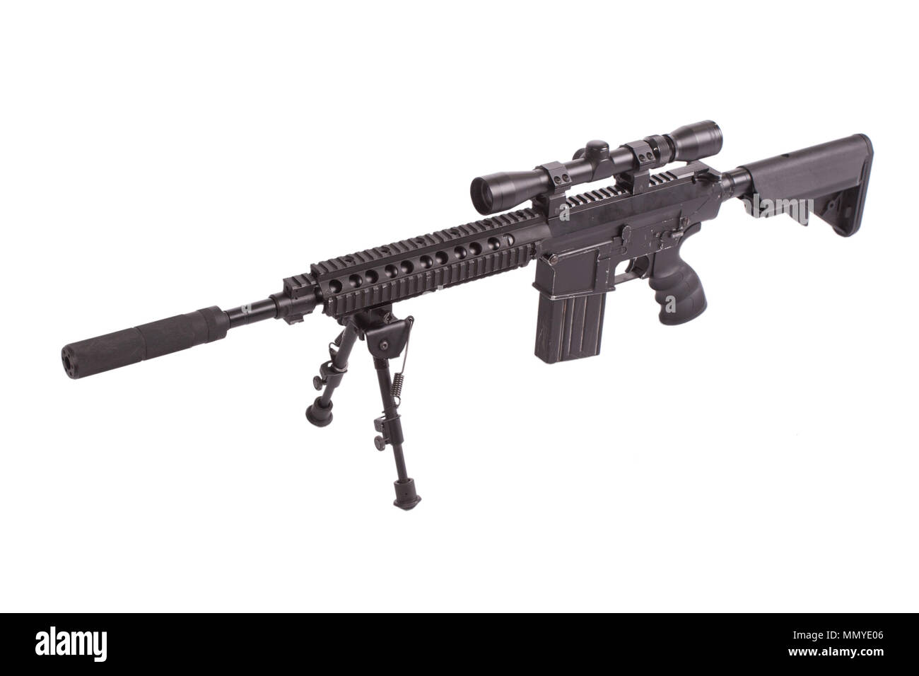 sniper rifle with bipod isolated on a white background Stock Photo - Alamy