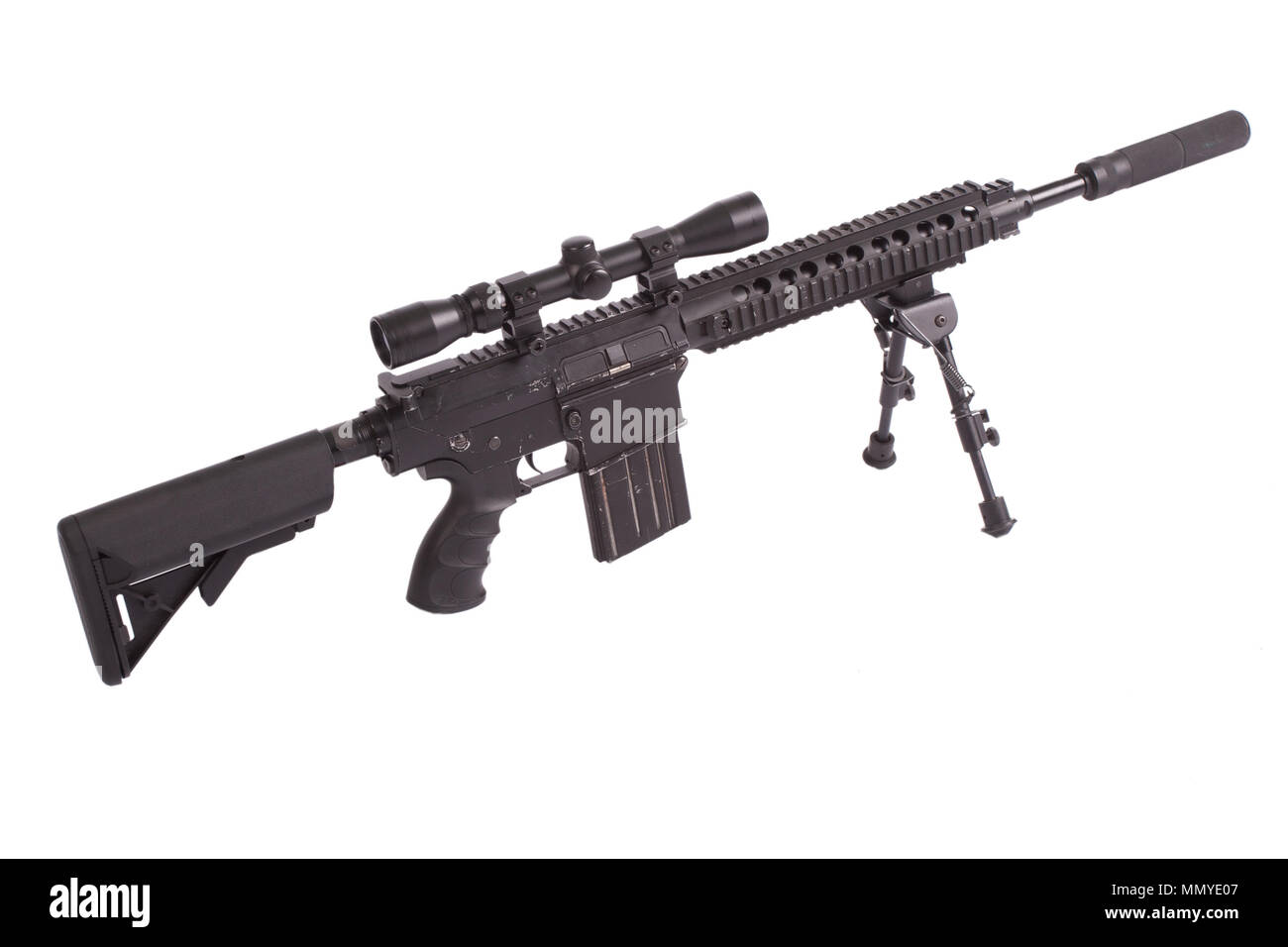 sniper rifle with bipod isolated on a white background Stock Photo - Alamy