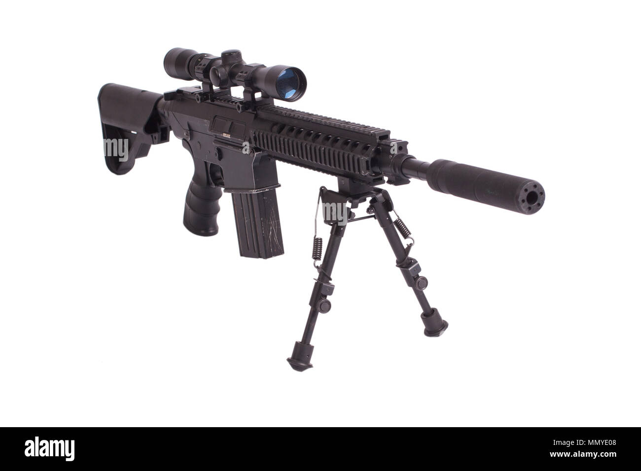 sniper rifle with bipod isolated on a white background Stock Photo - Alamy
