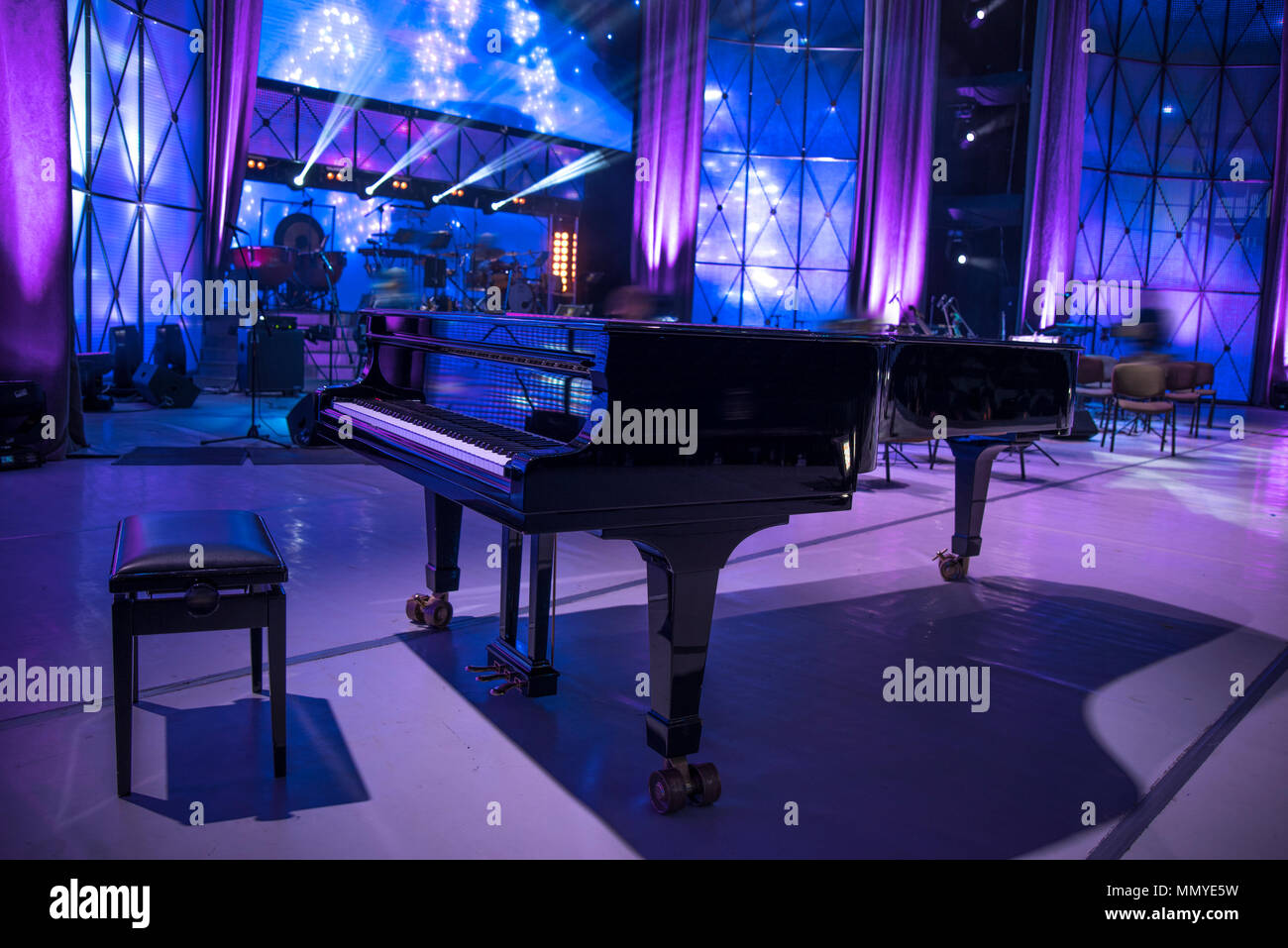 grand piano on the stage before the performance Stock Photo Alamy