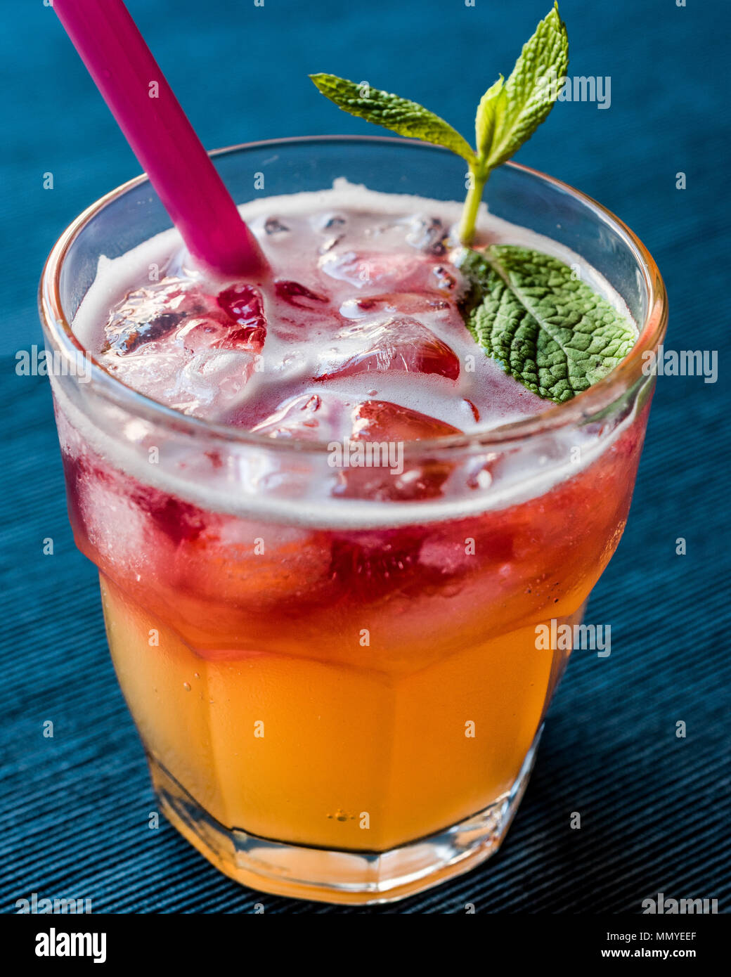 Mai Tai Cocktail with mint leaves and ice. Beverage Concept Stock Photo