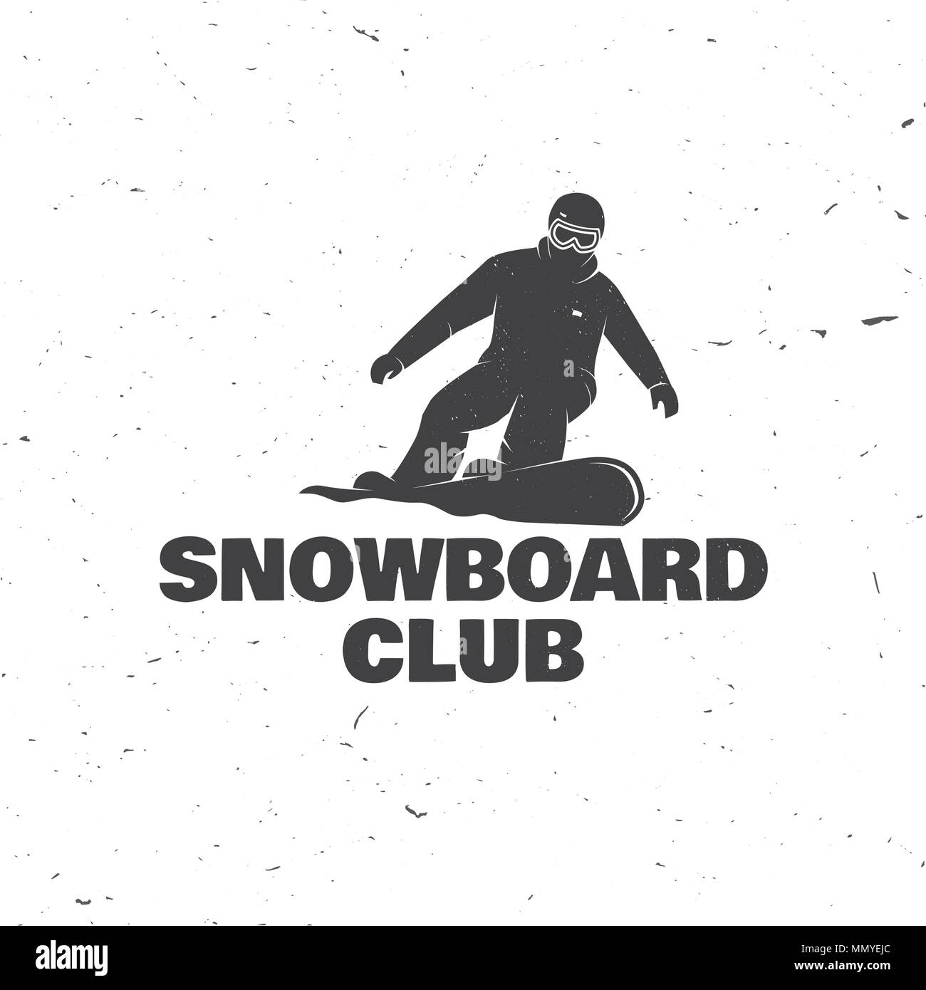 Snowboard Club. Vector illustration. Concept for shirt, print, stamp or tee. Vintage typography design with snowboarder silhouette. Extreme sport. Stock Vector