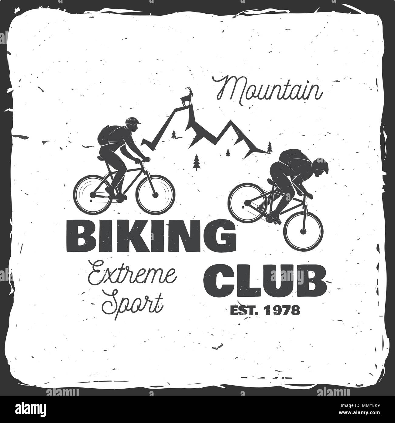 Mountain Biking Club Vector Illustration Concept For Shirt Or Logo Print Stamp Or Tee Vintage Typography Design With Man Riding Bike And Mountain Stock Vector Image Art Alamy