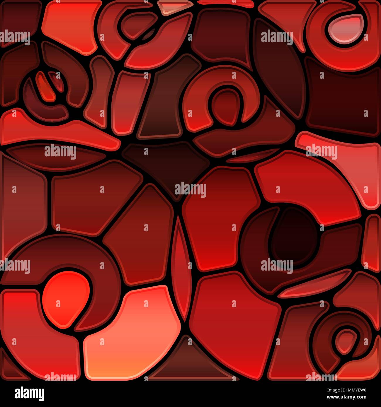 abstract vector stained-glass mosaic background - red spirals Stock ...
