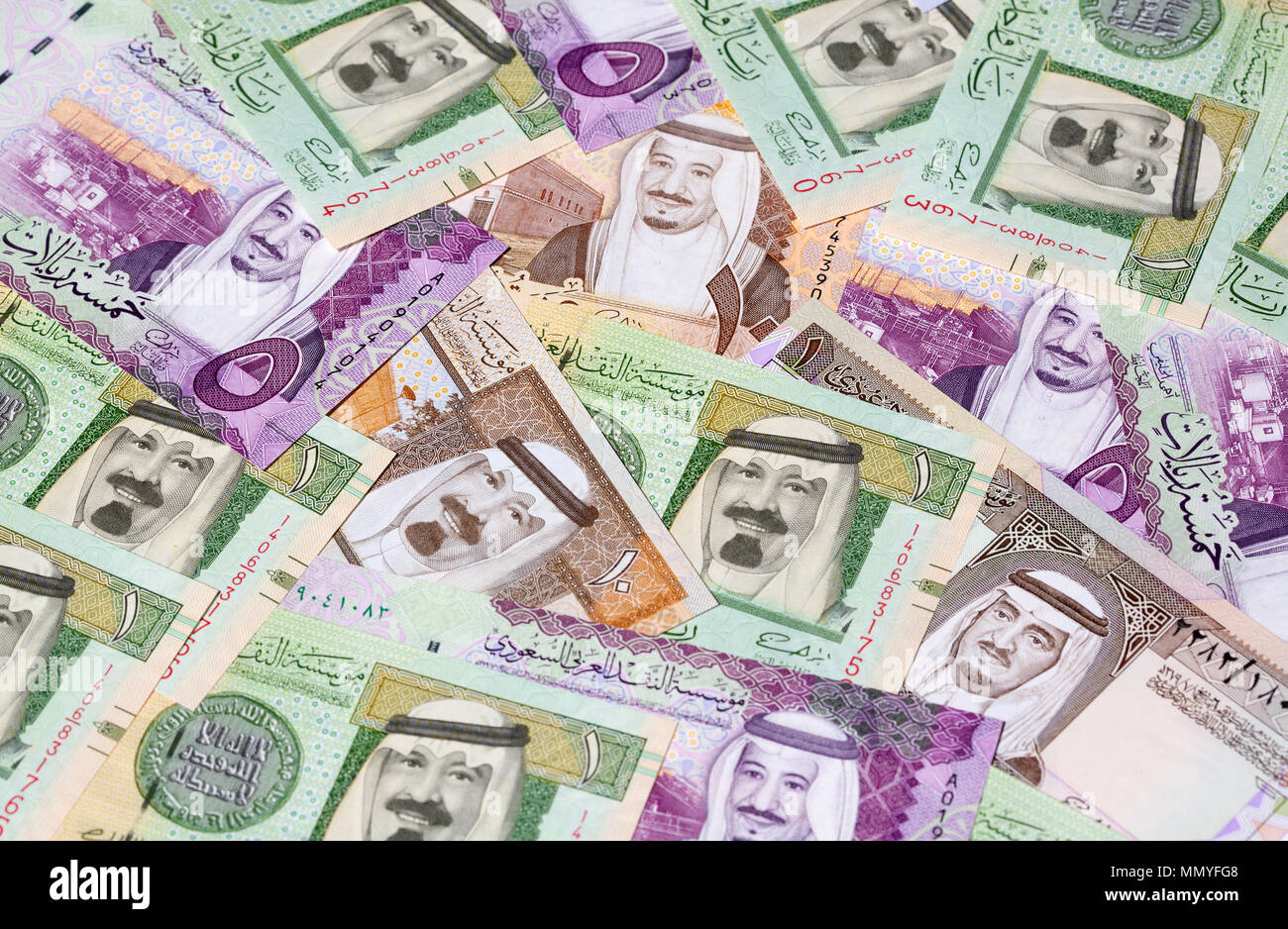 Collection of Saudi Arabia Riyal banknotes Stock Photo - Alamy
