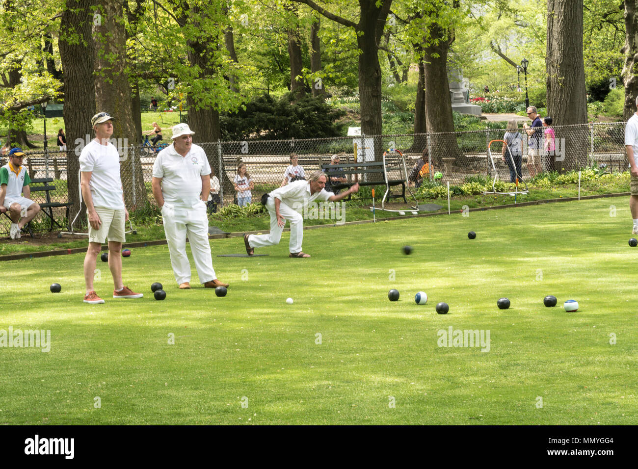 Central Park has a Lawn Bowling Club, NYC, USA Stock Photo