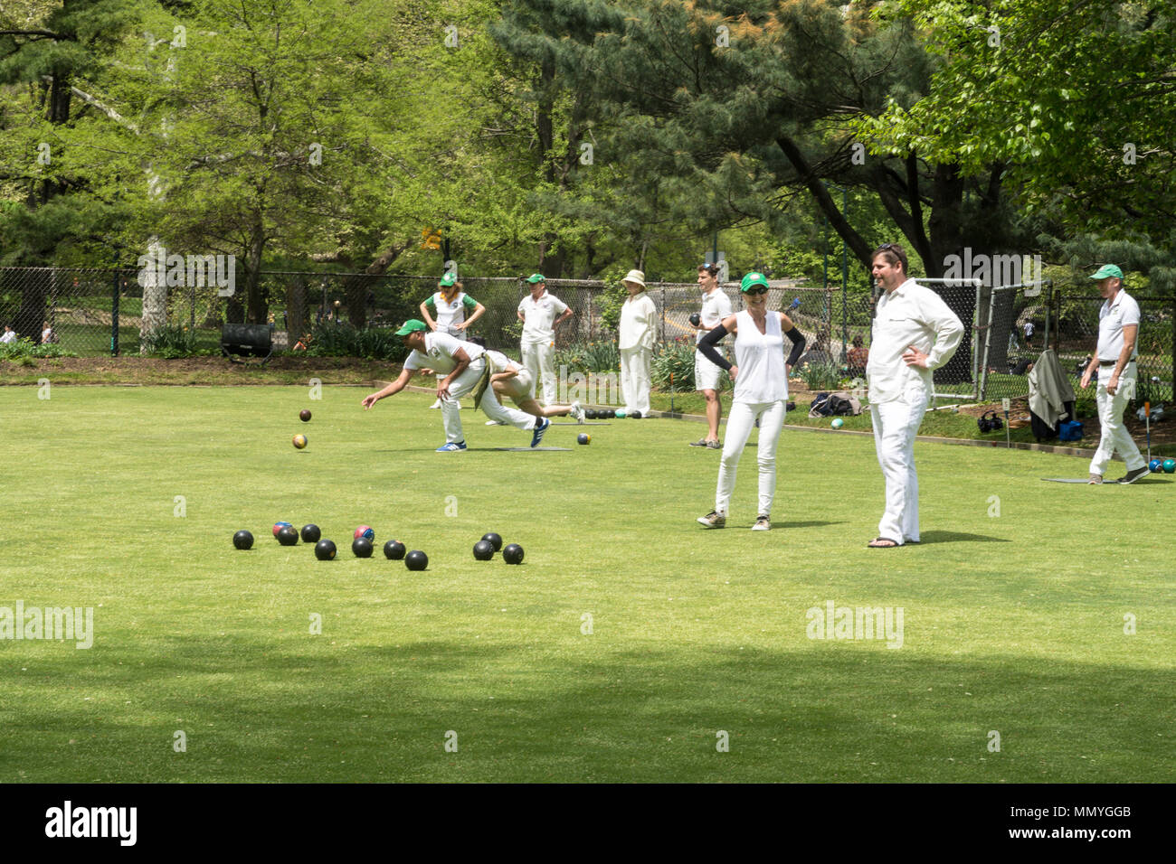 Central Park has a Lawn Bowling Club, NYC, USA Stock Photo