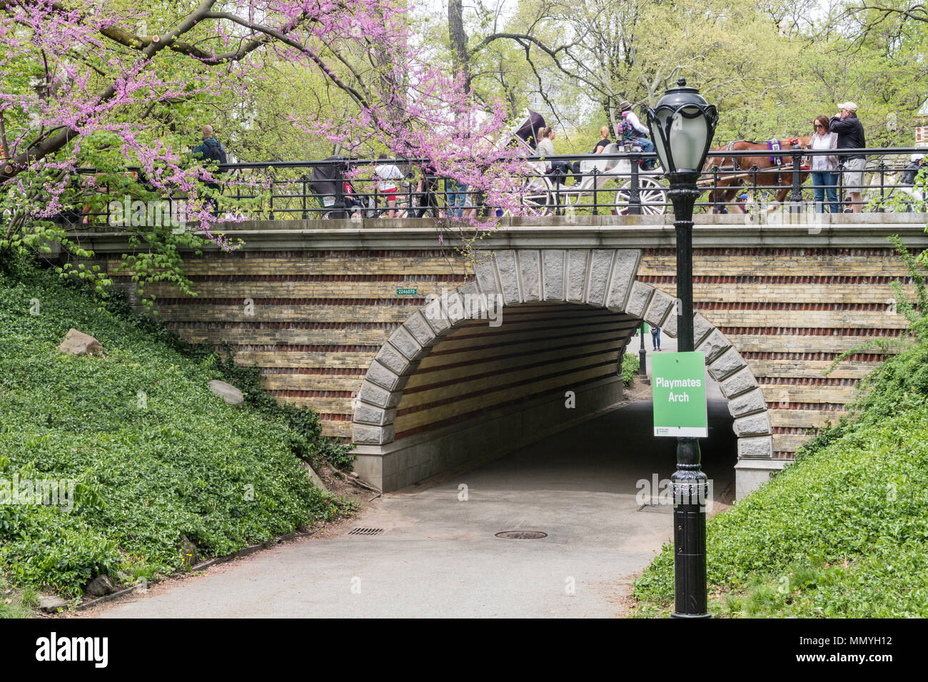 Playmates Arch in Central Park is beautiful in springtime, NYC, USA Stock Photo