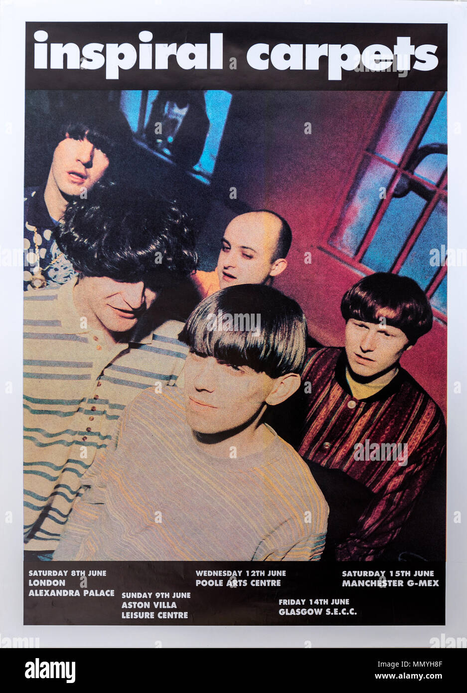 Inspiral Carpets 1990 UK tour, Musical concert poster Stock Photo