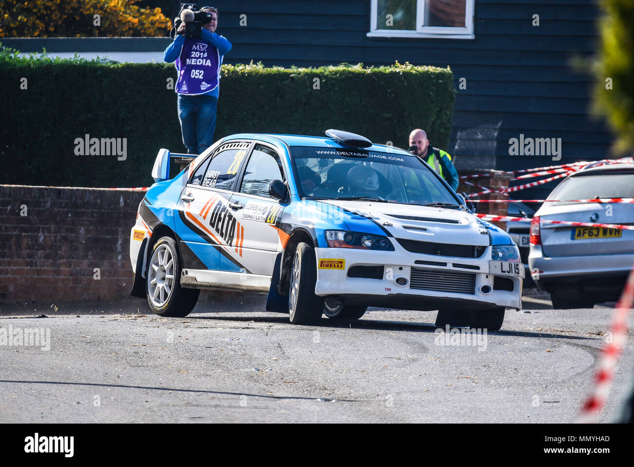 Mathew Hirst driver Declan Dear co driver racing Mitsubishi Evo IX in