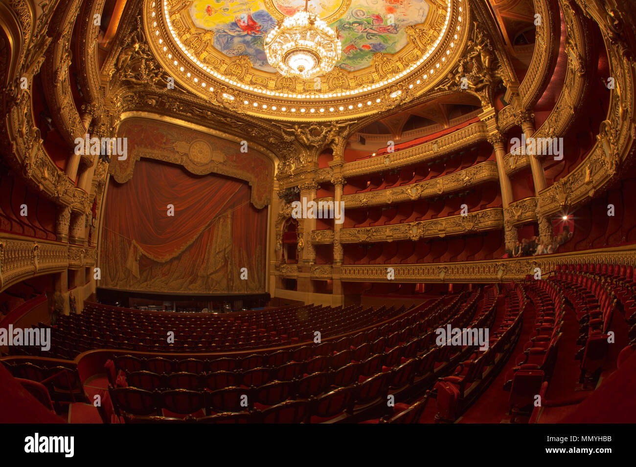 Paris, France - October, 2017: Auditorium inside of the Palais Garnier Opera  Garnier in Paris, France. The seven-ton bronze and crystal chandelier was  designed by Garnier Stock Photo - Alamy