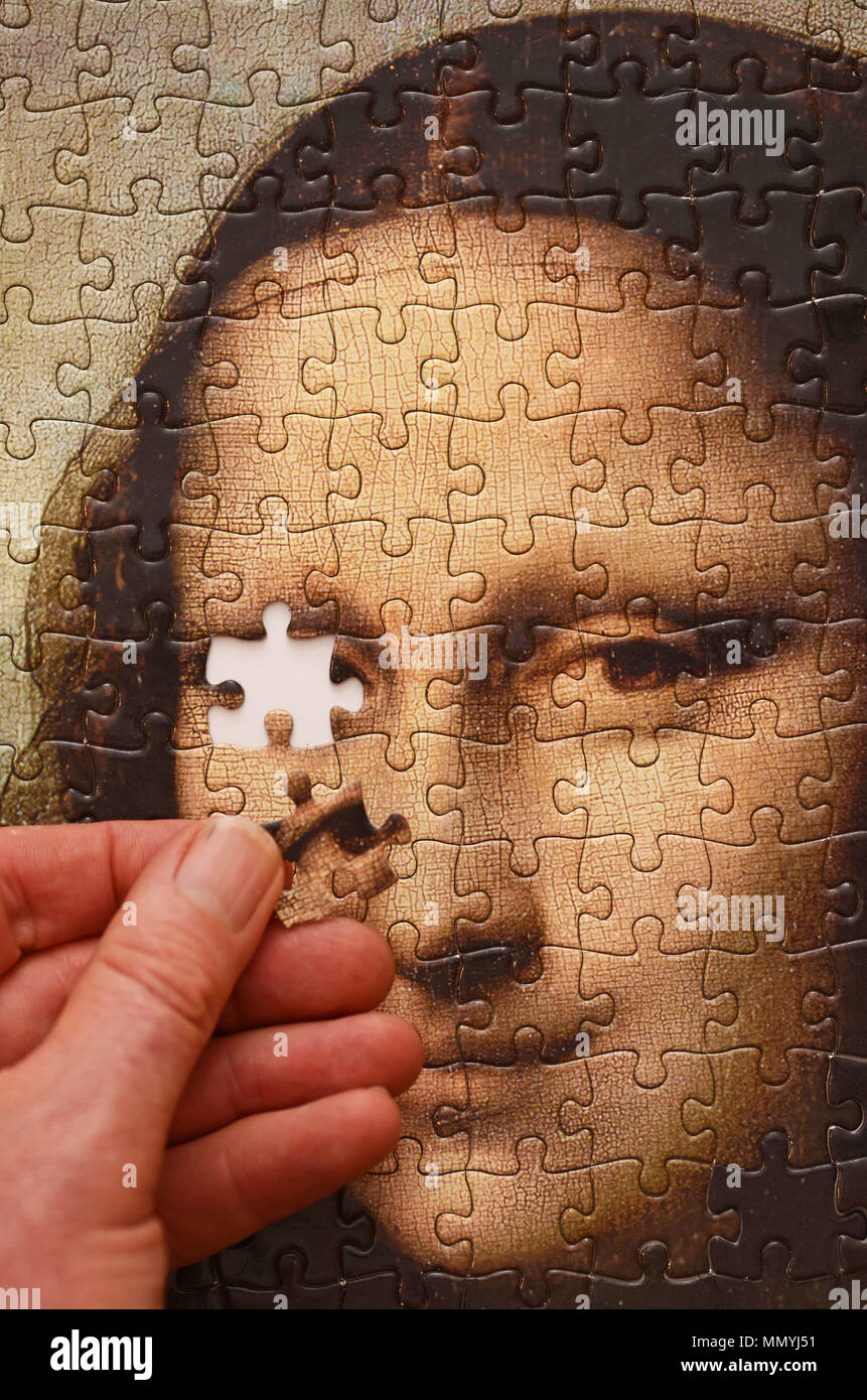 background of a Mona Lisa jigsaw Stock Photo