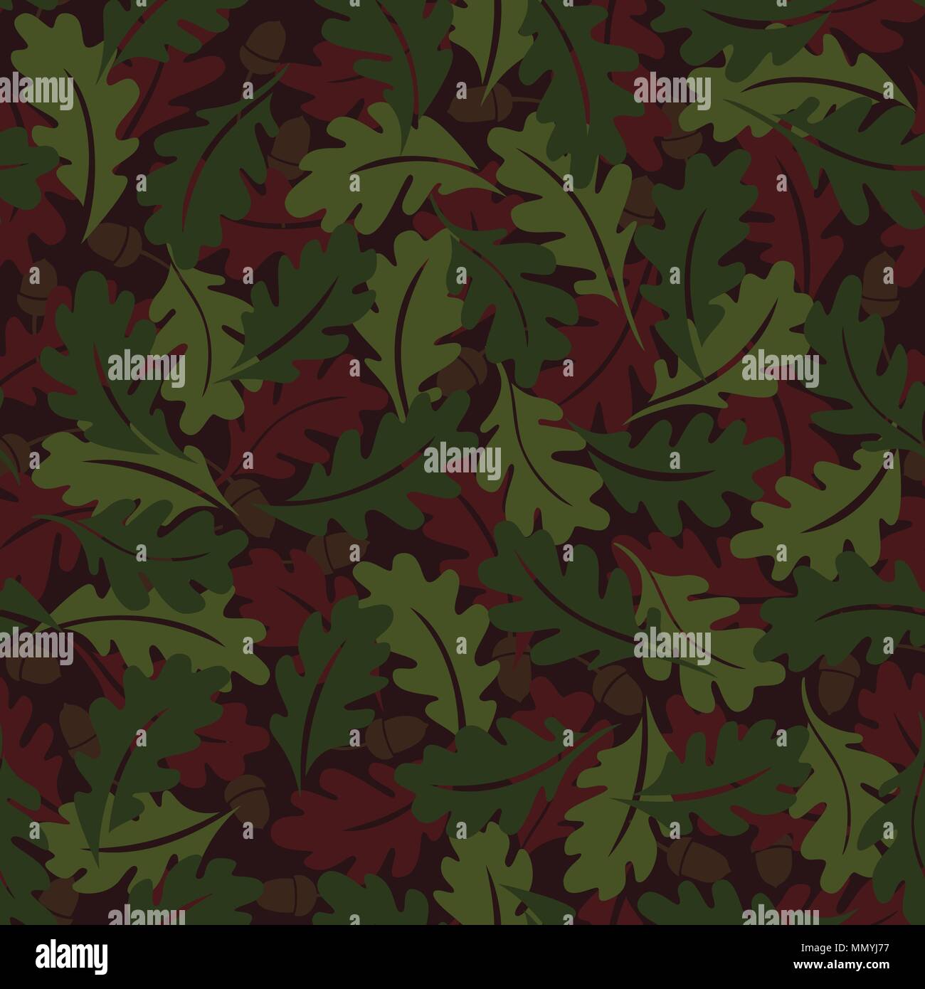 Seamless pattern. Autumn background. Green and brown oak leaves. It can ...