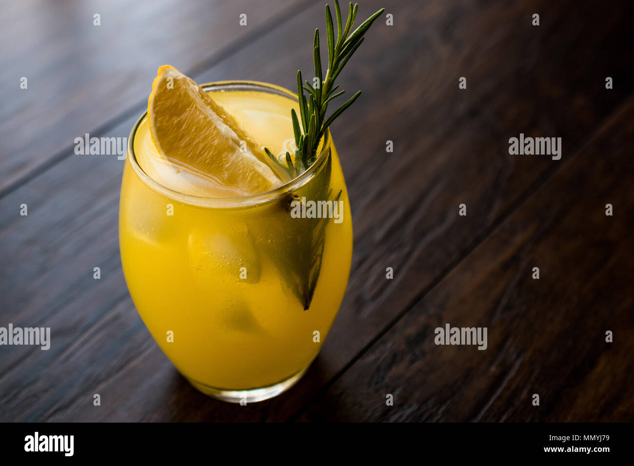 Meyer Lemonade with Rosemary and Vodka. Beverage Concept Stock Photo
