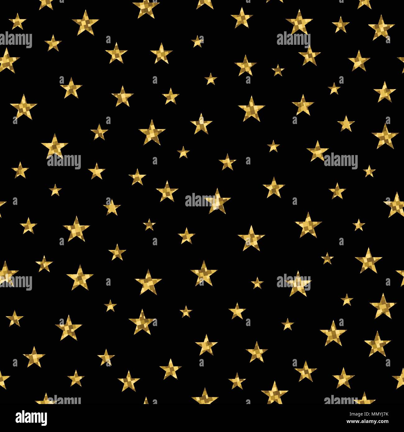 Seamless pattern with golden stars on a black background. It can be ...