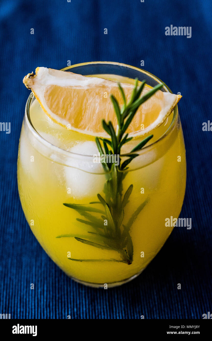 Meyer Lemonade with Rosemary and Vodka. Beverage Concept Stock Photo