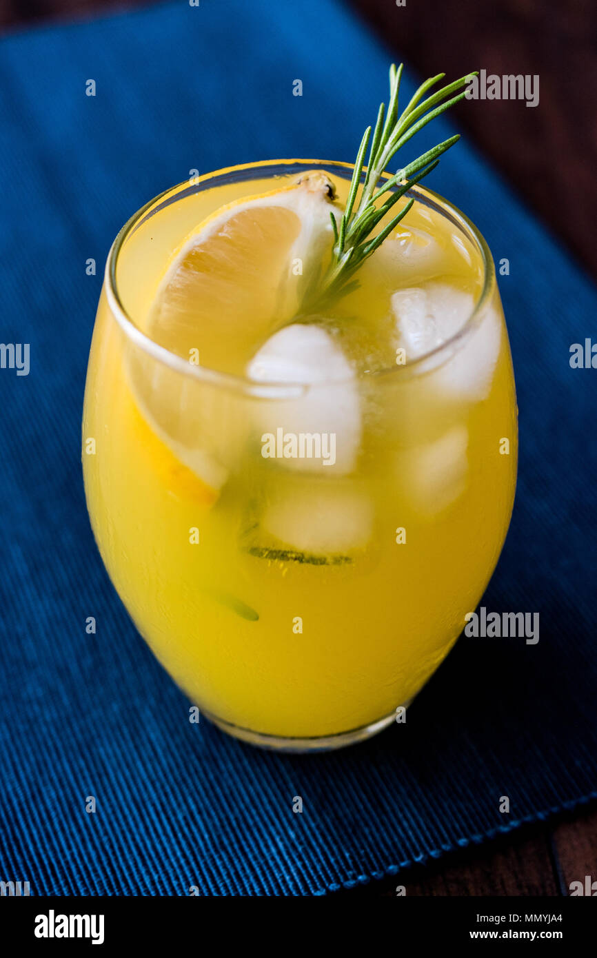Meyer Lemonade with Rosemary and Vodka. Beverage Concept Stock Photo