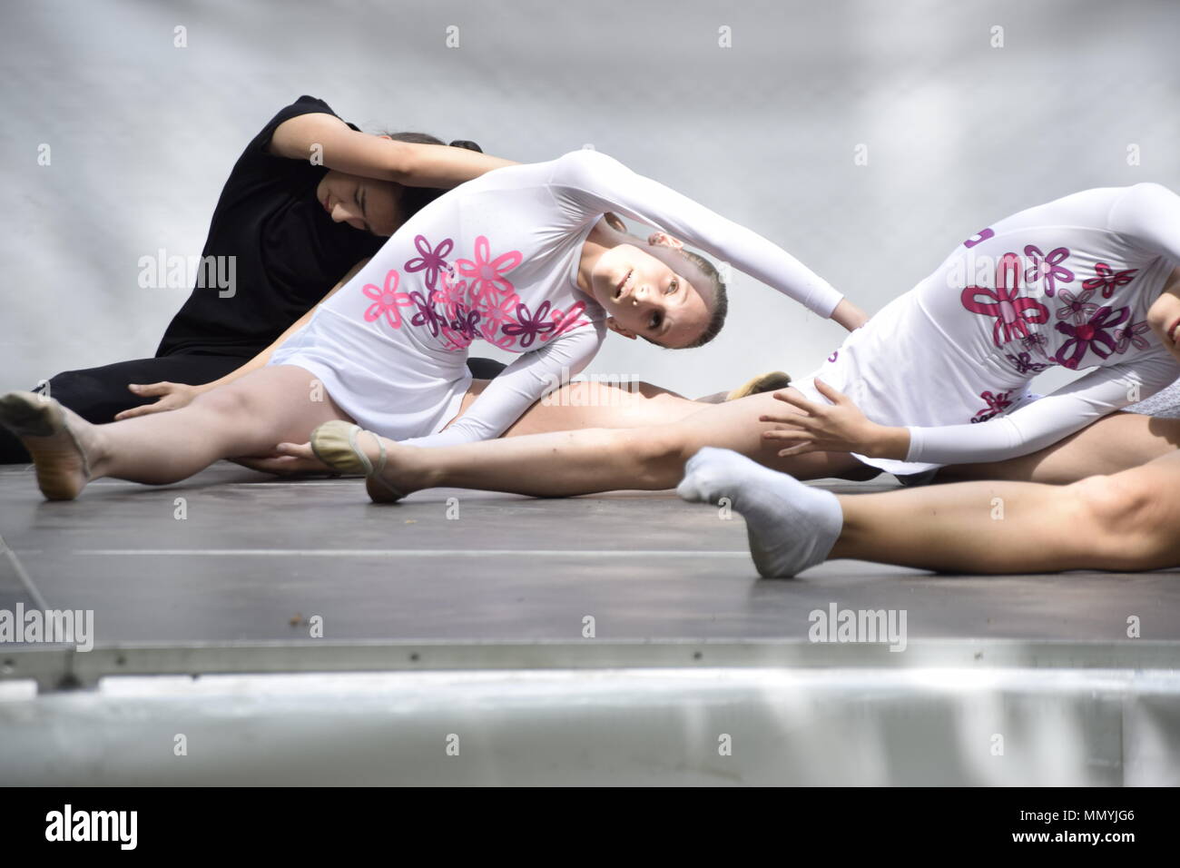 Belgrade, Serbia – May 5th 2018: Sports fair in Belgrade, girls doing exercises Stock Photo