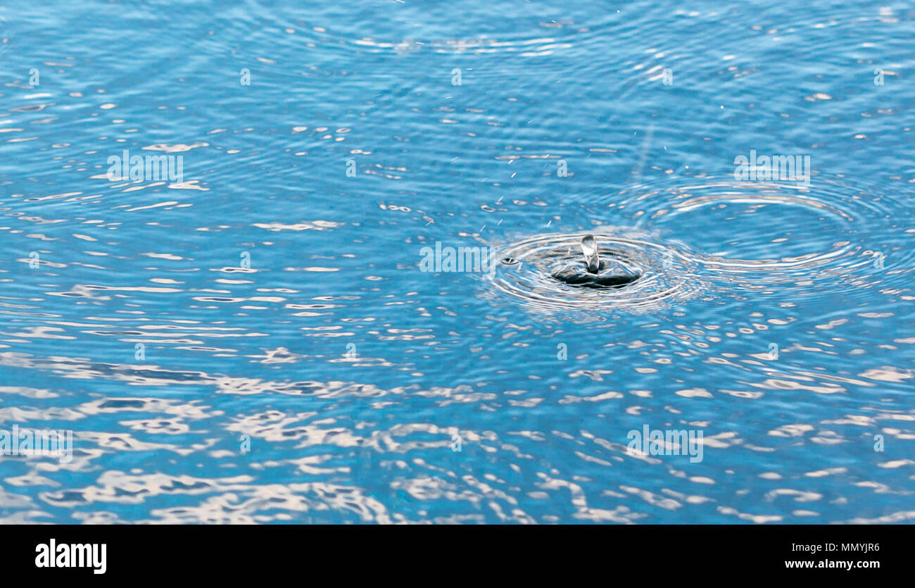 rain drops landing on a pool in st barts Stock Photo