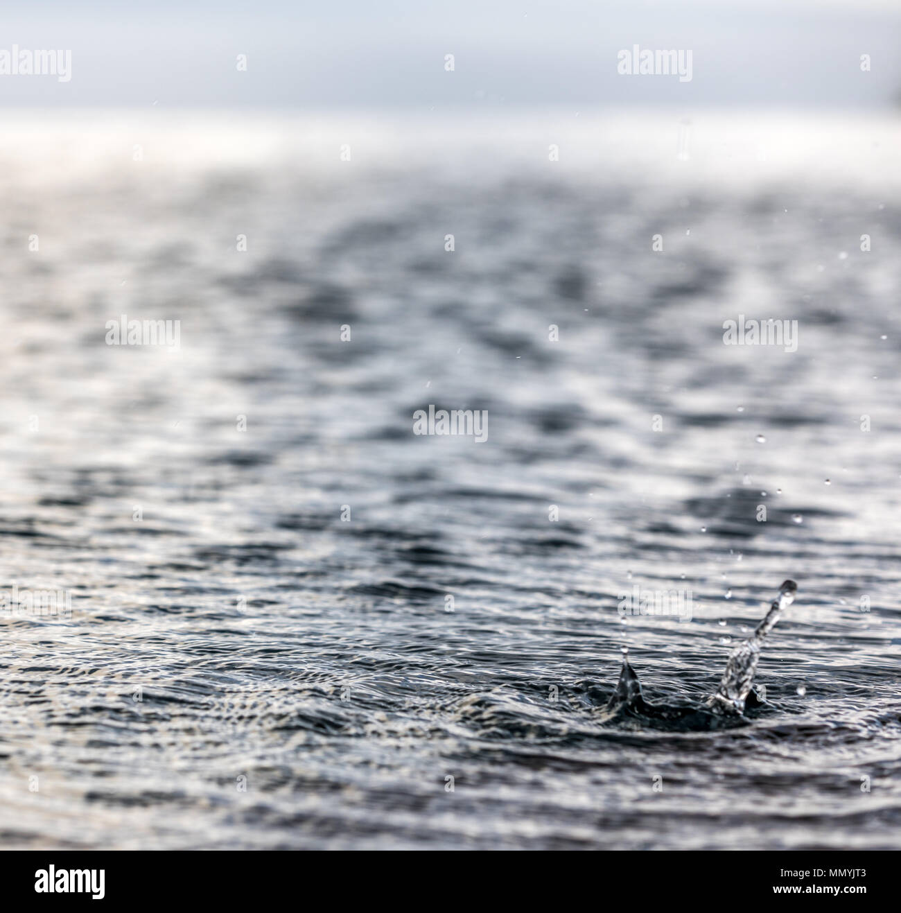 rain drops landing on a pool in st barts Stock Photo