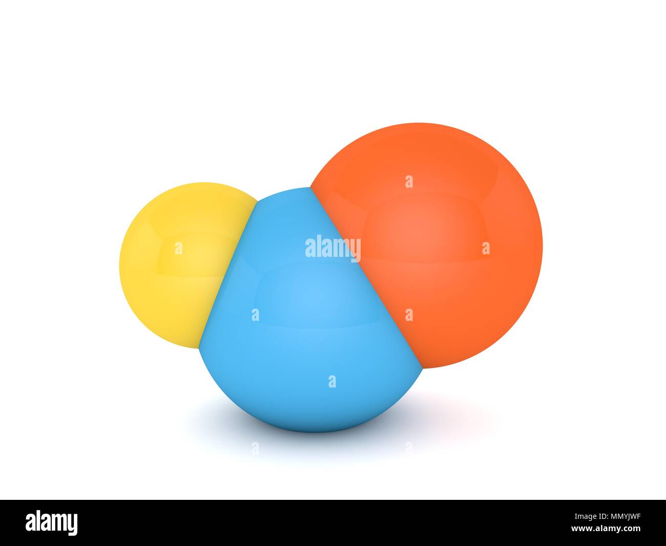 Abstract colored molecule on a white background. 3d render illustration ...