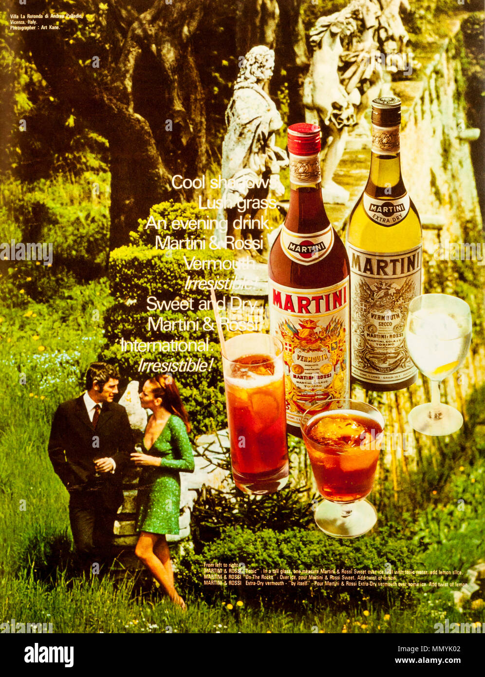 A 1970s magazine advertisement advertising Martini Vermouth. Stock Photo