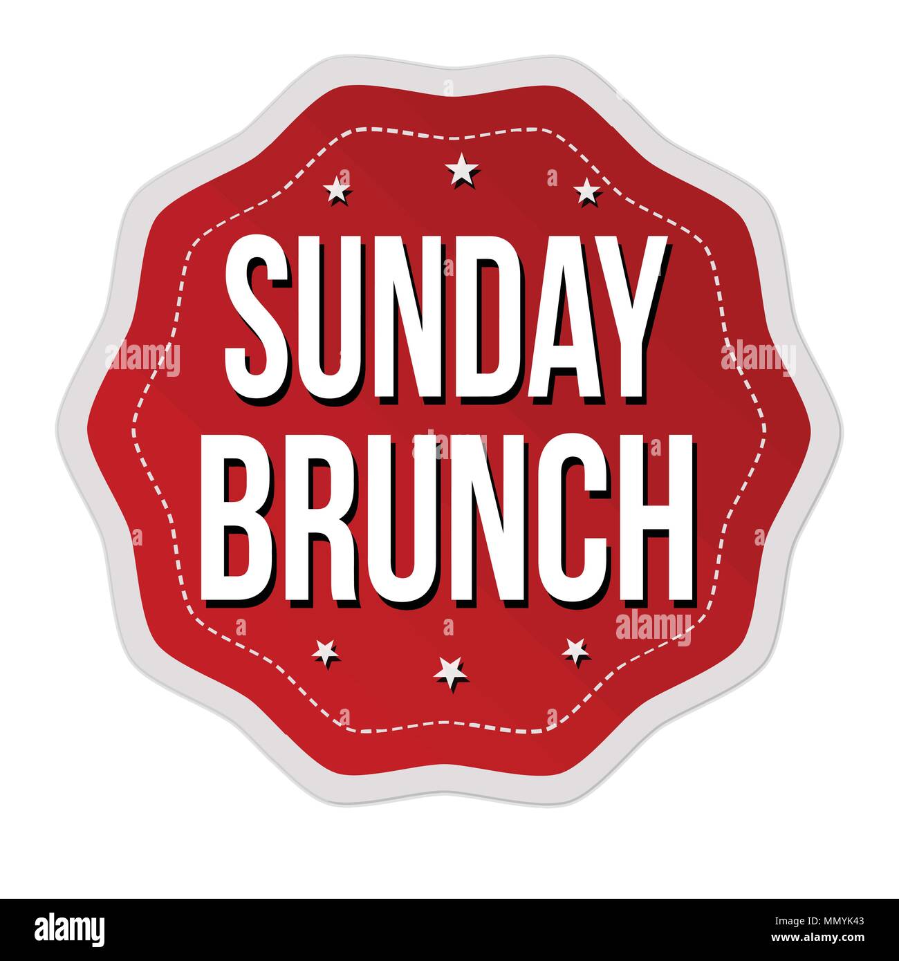Sunday brunch label or sticker on white background, vector illustration Stock Vector