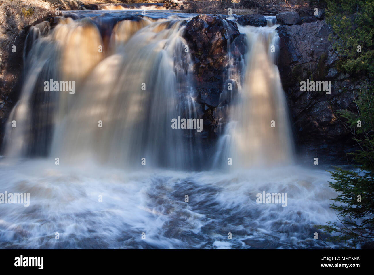 Little Manitou Falls at Pattison State Park in Wisconsin. Stock Photo