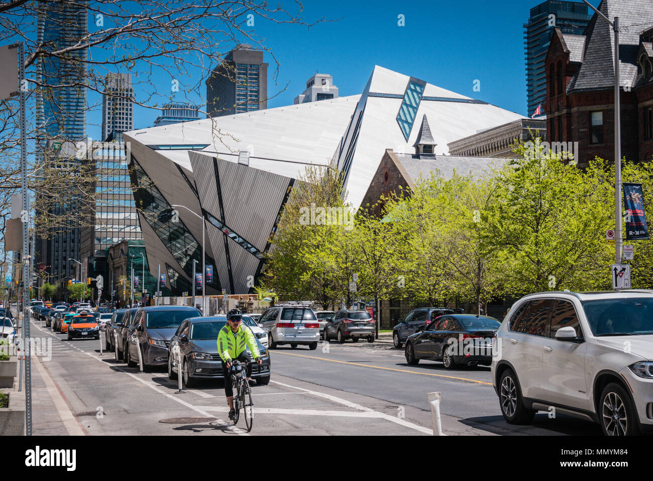 Outside view of the Royal Ontario Museum on Bloor Street in Toronto Canada on a sunny day Stock Photo