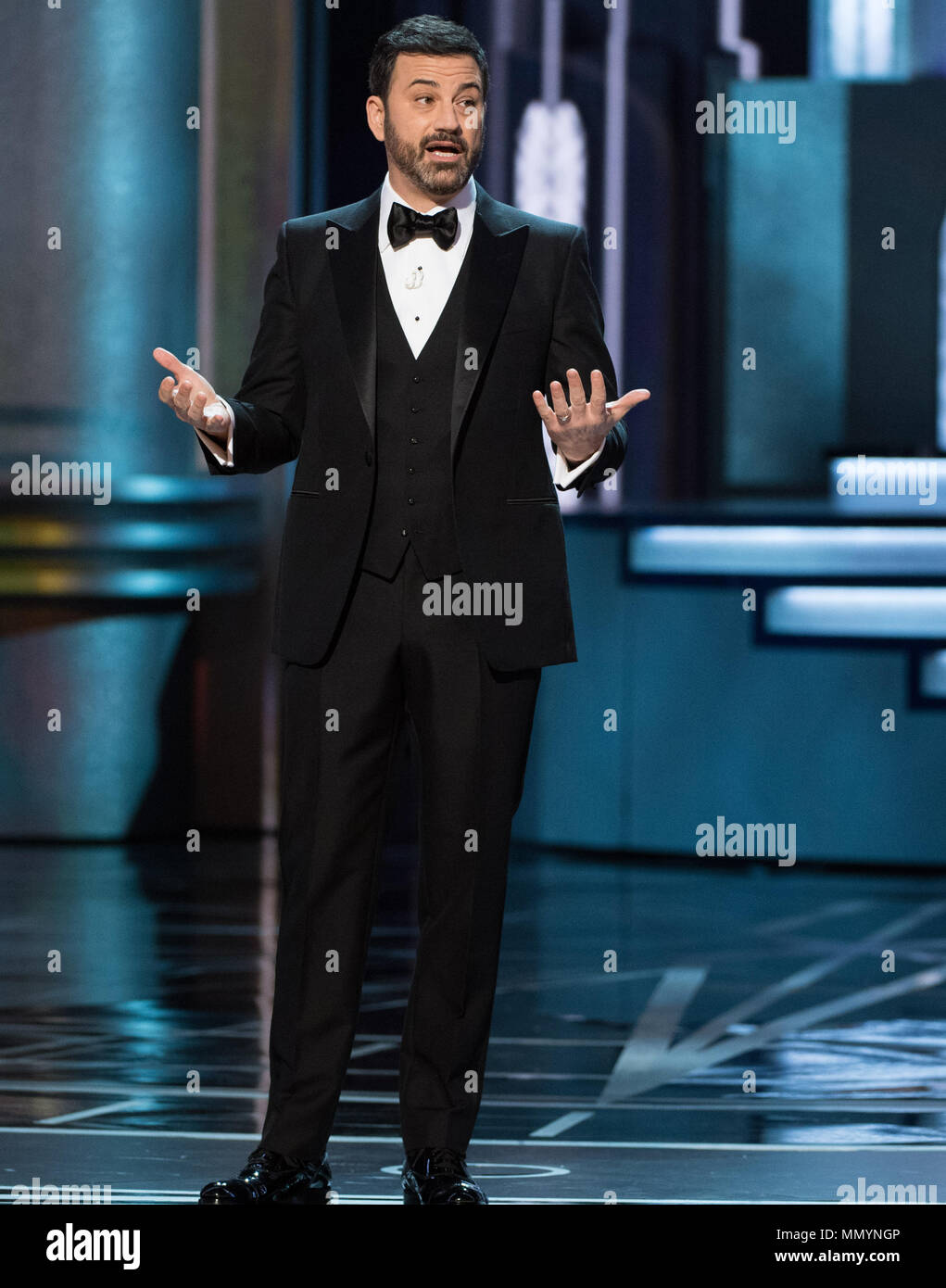 HOLLYWOOD, CA - FEBRUARY 26: Jimmy Kimmel performs onstage during the 89th Annual Academy Awards at Hollywood & Highland Center on February 26, 2017 in Hollywood, California  People:  Jimmy Kimmel Stock Photo