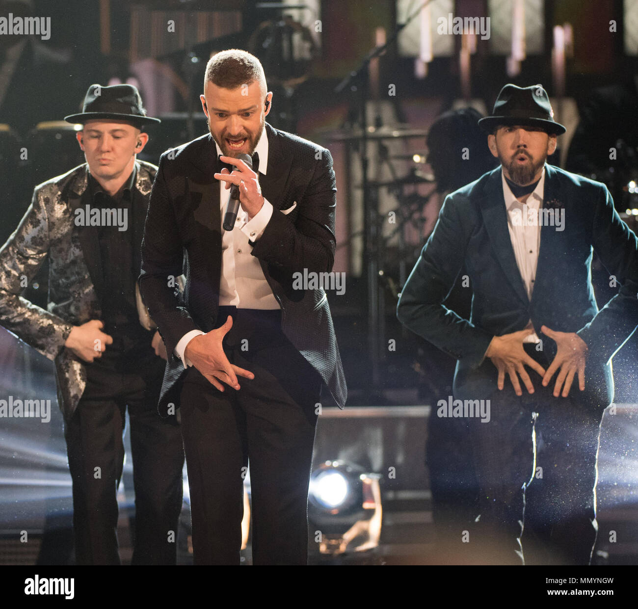 HOLLYWOOD, CA - FEBRUARY 26: Justin Timberlake performs onstage during the 89th Annual Academy Awards at Hollywood & Highland Center on February 26, 2017 in Hollywood, California  People:  Justin Timberlake Stock Photo