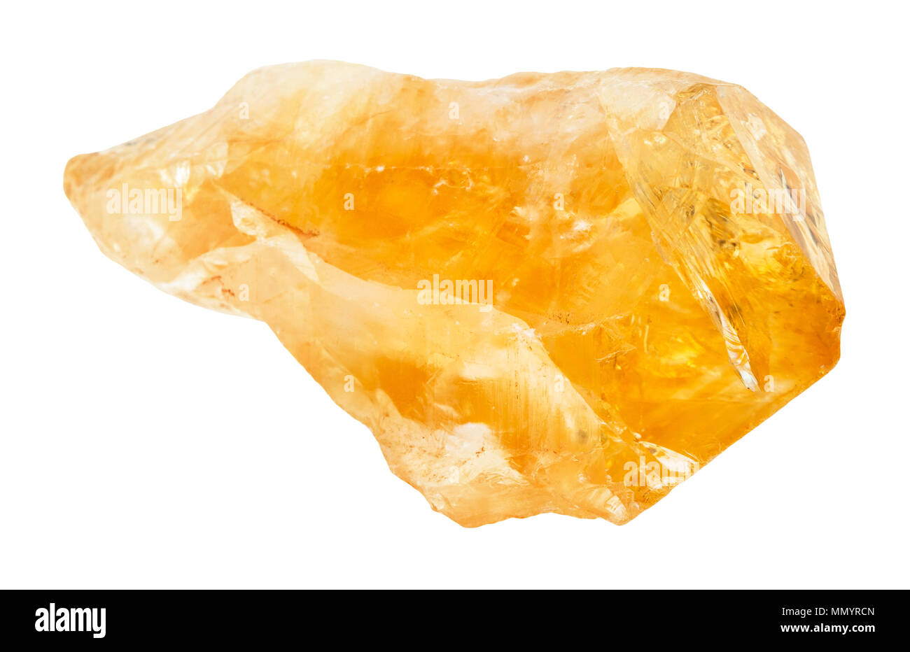 Macro Shooting Of Natural Rock Specimen Rough Crystal Of Citrine Yellow Quartz Gemstone Isolated On White Background From Brazil Stock Photo Alamy