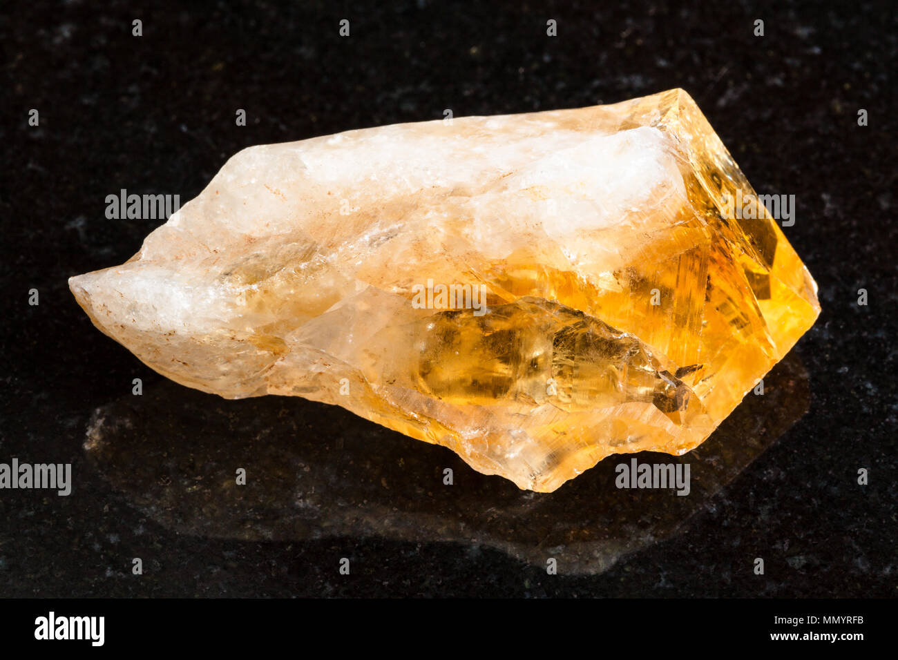 Macro Shooting Of Natural Rock Specimen Rough Crystal Of Citrine