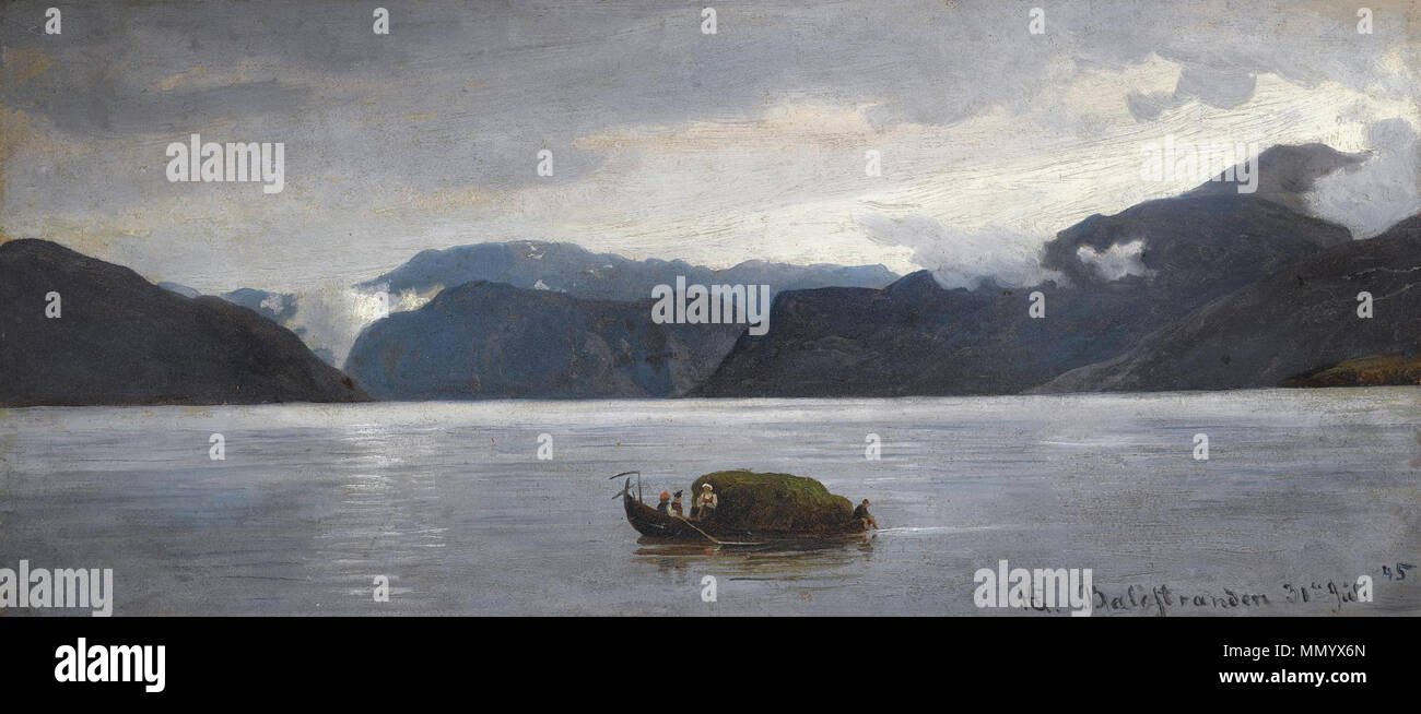 View from Balestrand. 31 July 1845. Hans Gude - Fra Balestrand (1845) Stock Photo