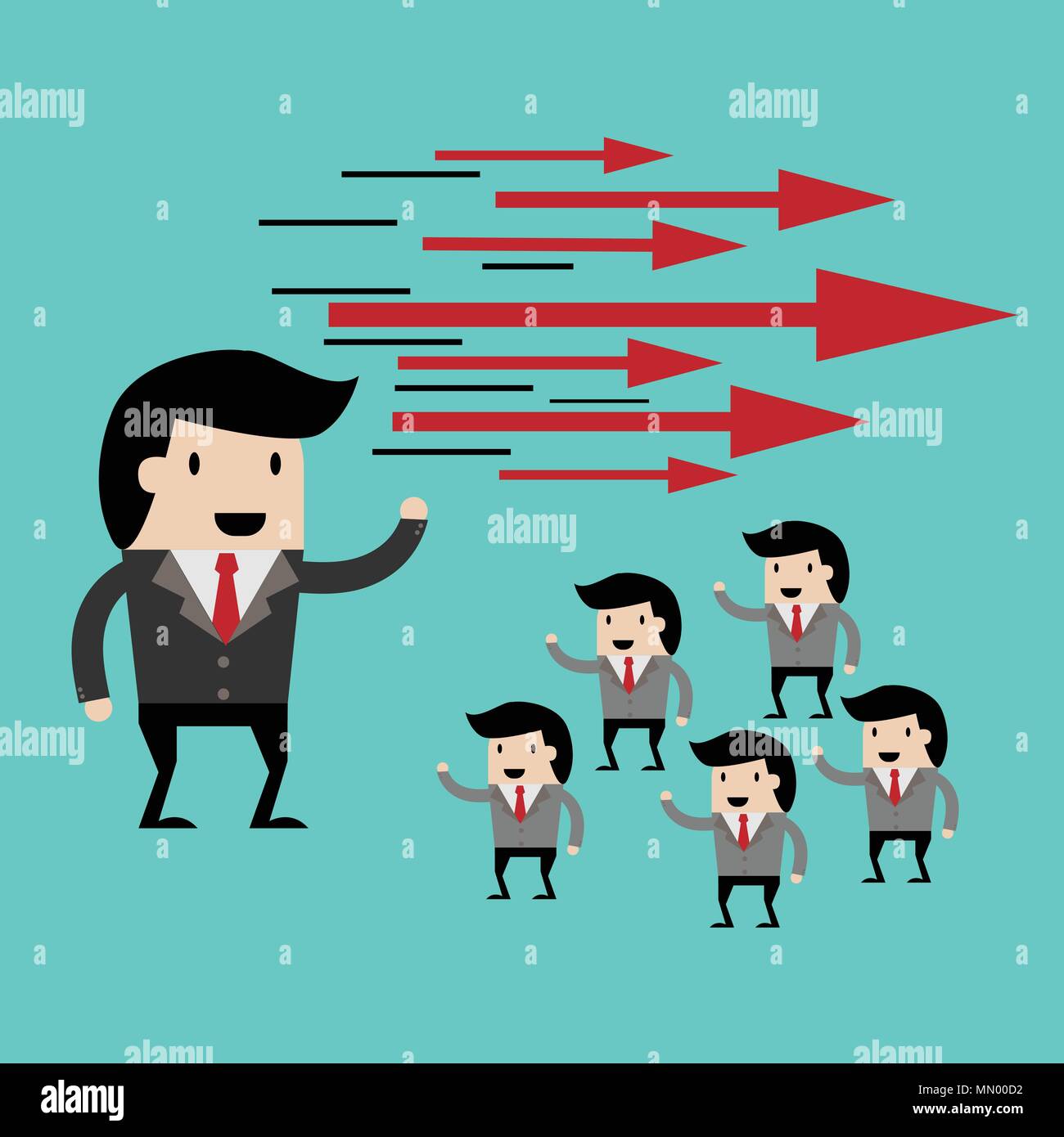 teamwork with leader. cartoon vector illustration for business  design,Business team led by the chief Stock Vector Image & Art - Alamy
