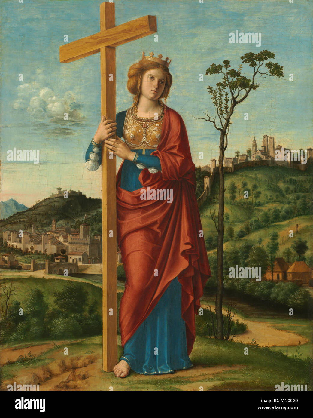 . Saint Helena of Constantinople: this image is of a panel now in the National Gallery of Art (Washington, DC, United States).  Painting; oil on panel; overall: 40.2 x 32.2 cm (15 13/16 x 12 11/16 in.) framed: 61 x 53.3 x 6.4 cm (24 x 21 x 2 1/2 in.); Helena of Constantinople (Cima da Conegliano) Stock Photo