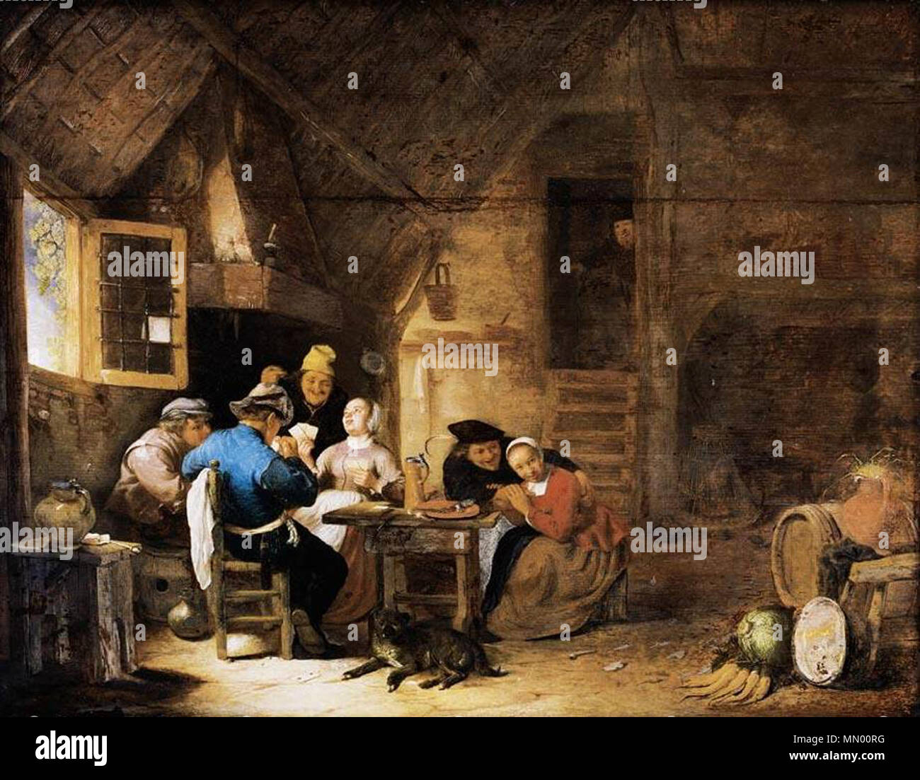 English Interior With Peasants Playing Cards First Half Of 17th