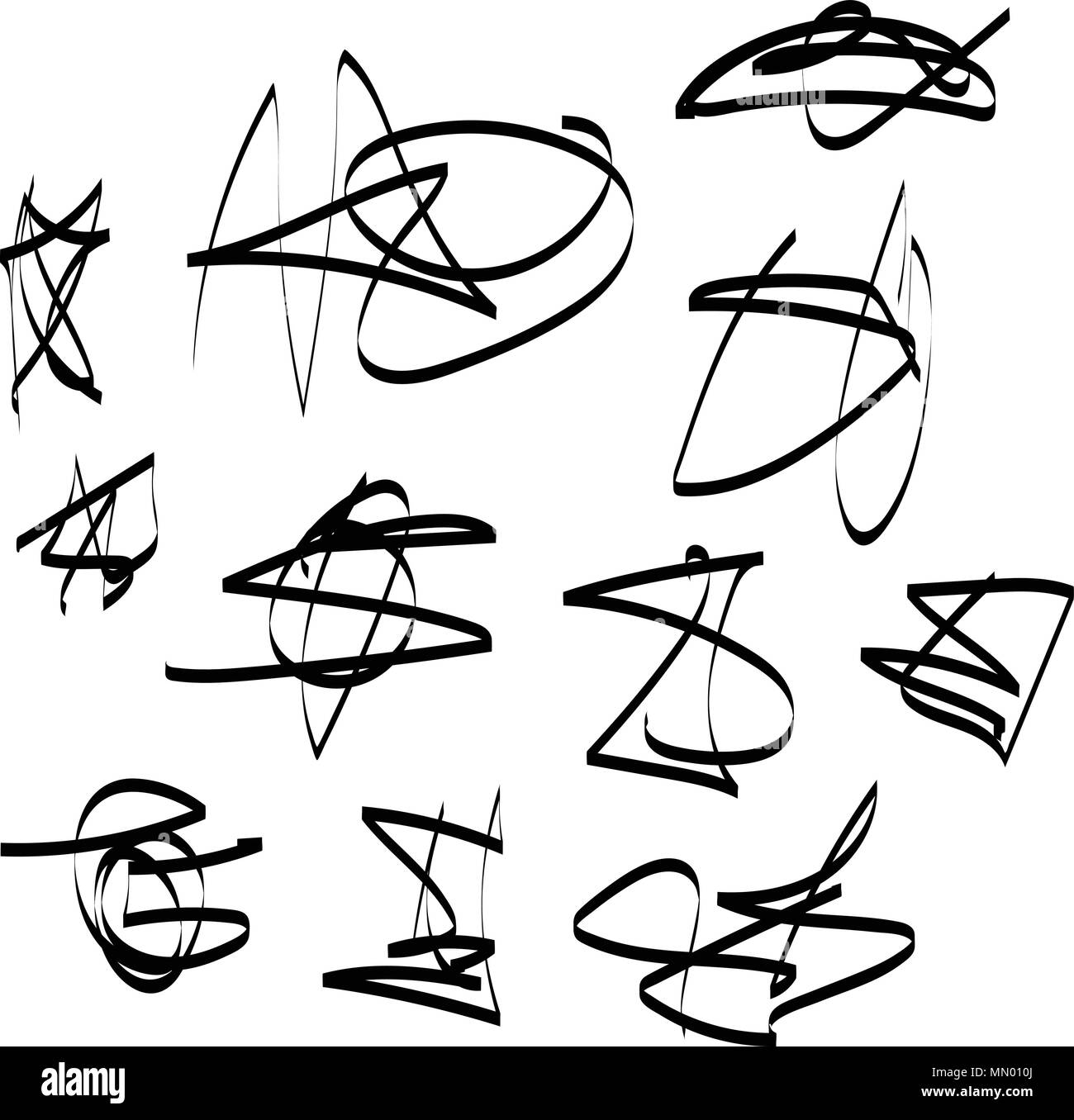 Set of vector Abstract hand drawn ink strokes Stock Vector Image & Art ...