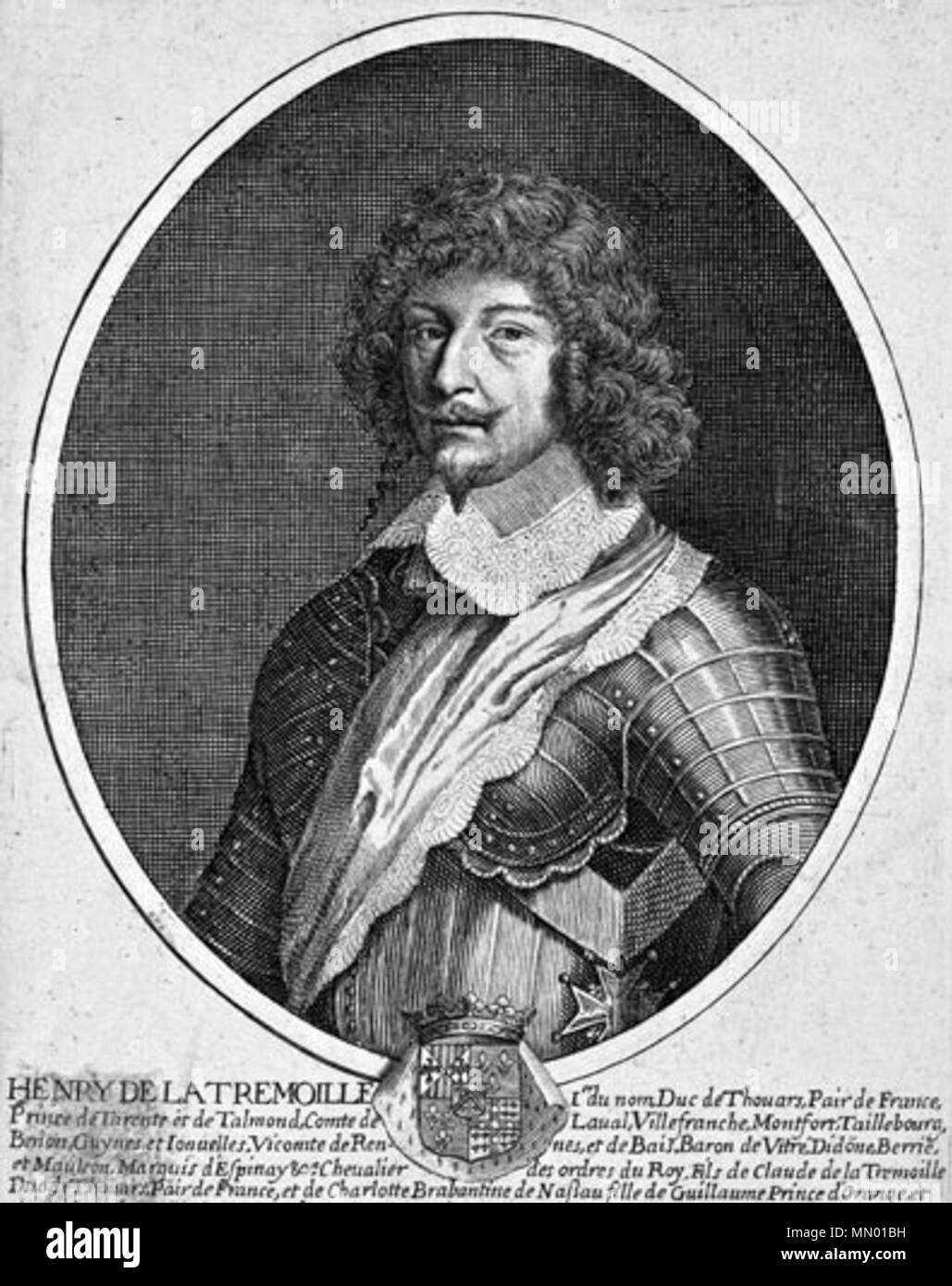 Les gravures de 1654 de Pierre Daret, reproductions Norbert Pousseur Henri III de la Trémoïlle, duc de Thouars Stock Photo