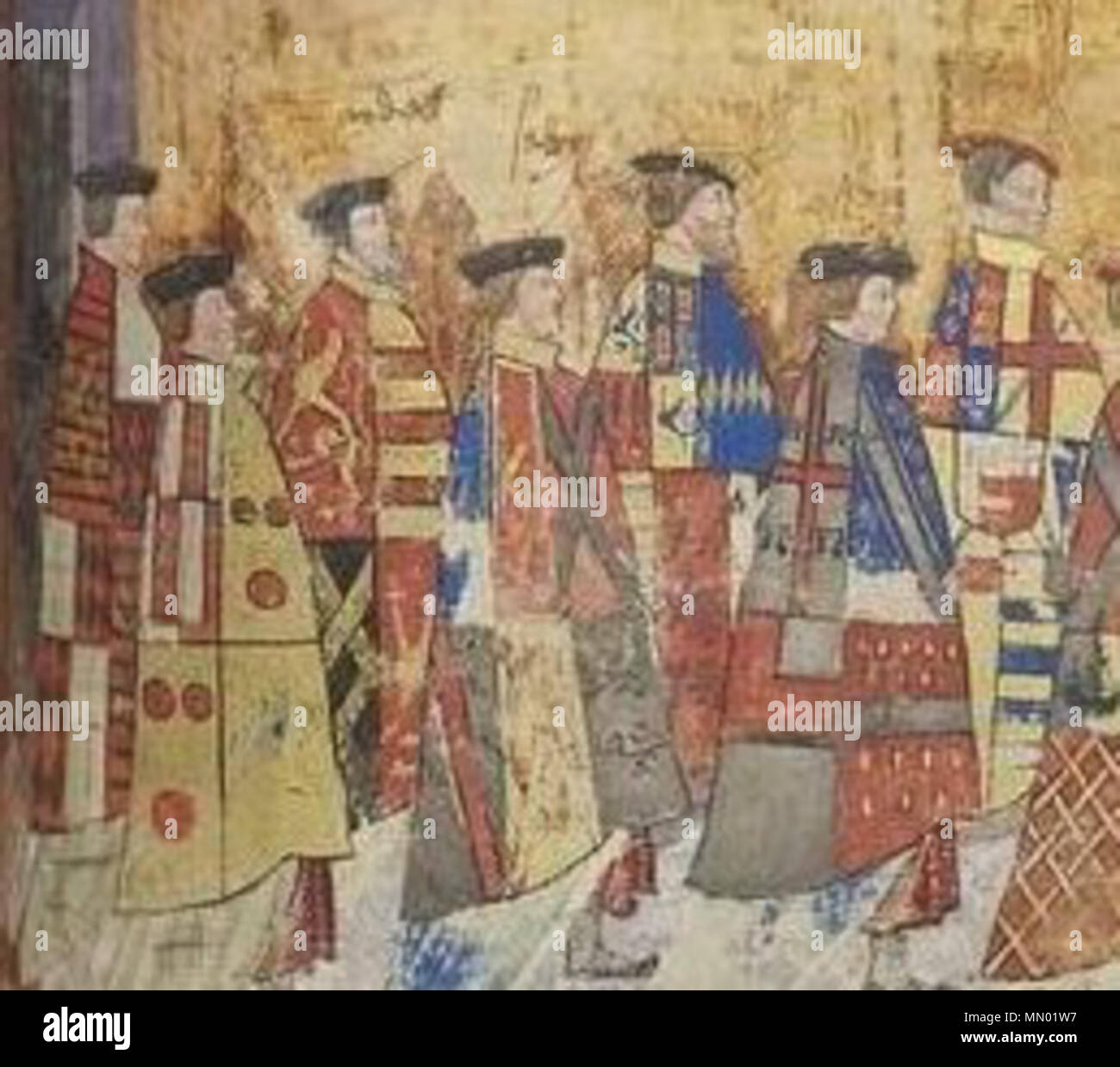 . English Detail from procession of Garter Knights in the Black Book