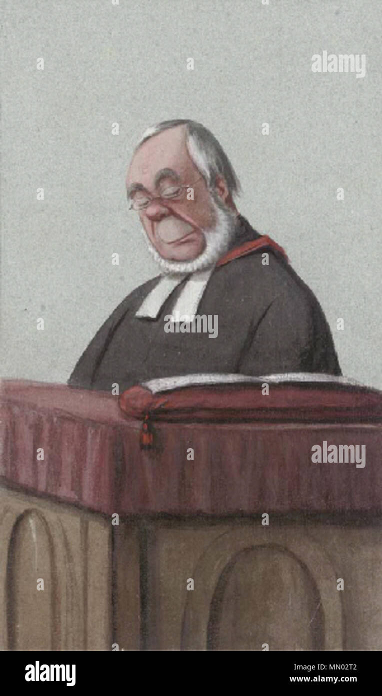 . Caricature of The Reverend James Augustus Hessey, D.C.L. (1814-1892). Caption read 'Merchant Taylors'. Accompanying biography in Vanity Fair read 'He is full of reading, ready beyond belief with citations of authority.... He holds it to be an argument that Christianity must be true because it produces good effects.... He is a highly respectable man, with great character for piety, earnestness, and self-denial'.  . 1874.   Carlo Pellegrini  (1839–1889)     Alternative names Singe, Ape  Description Italian artist and caricaturist  Date of birth/death 25 March 1839 22 January 1889  Location of  Stock Photo
