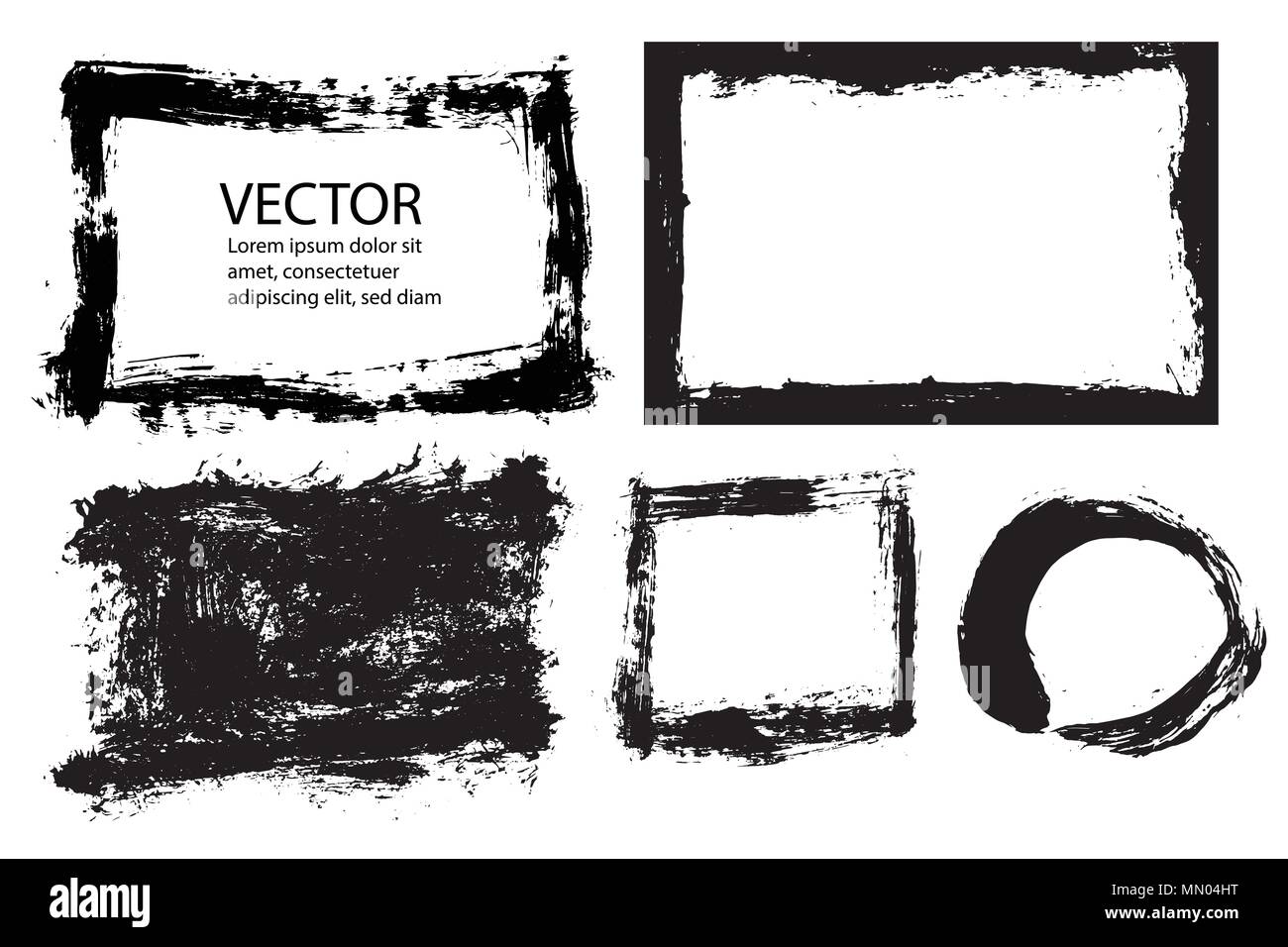 Abstract grunge brush strokes frame with rough edges texture. EPS10 ...