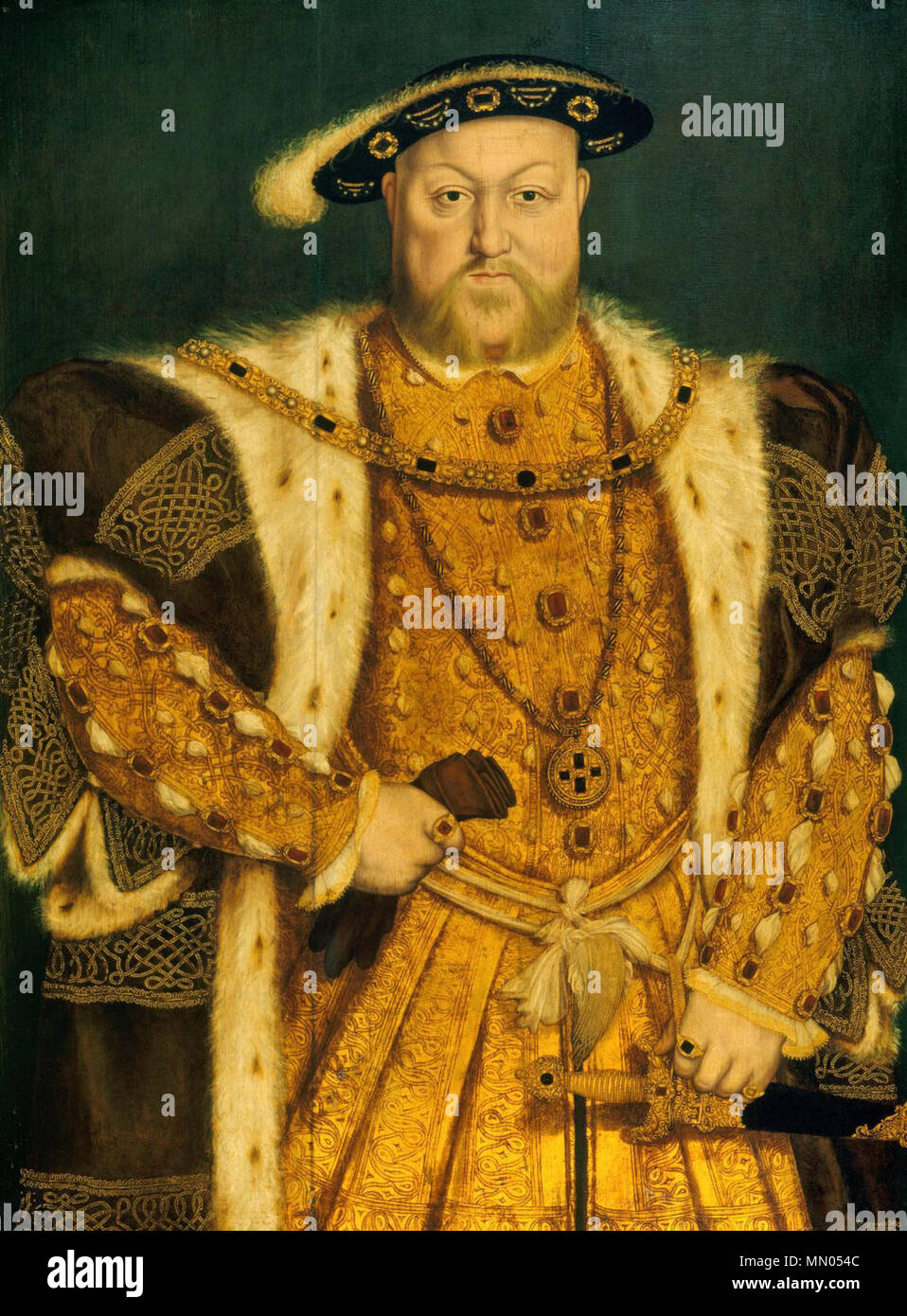 Portrait of Henry VIII (1491-1547). circa 1538-1547. Henry VIII (1) by Hans Holbein the Younger Stock Photo