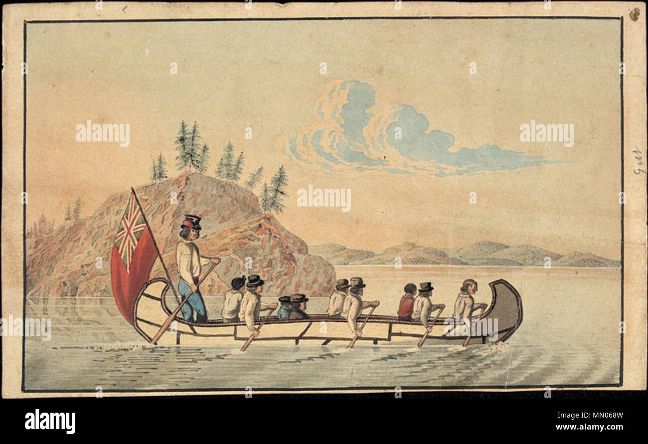 . English Hudson's Bay Company officials in an express canoe crossing