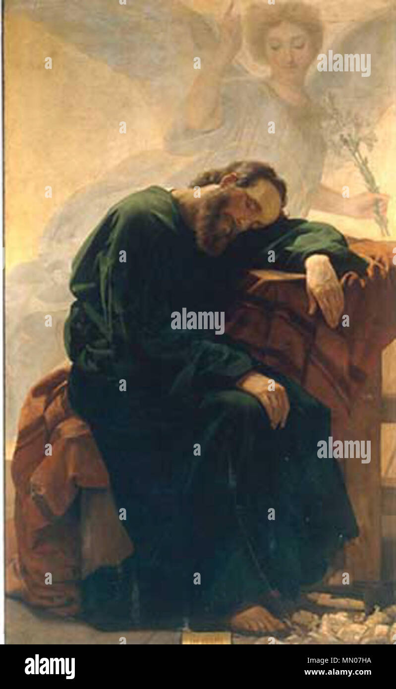 Italian: Il sogno di San Giuseppe. 19th century. Il sogno di San Giuseppe by Antonio Ciseri Stock Photo