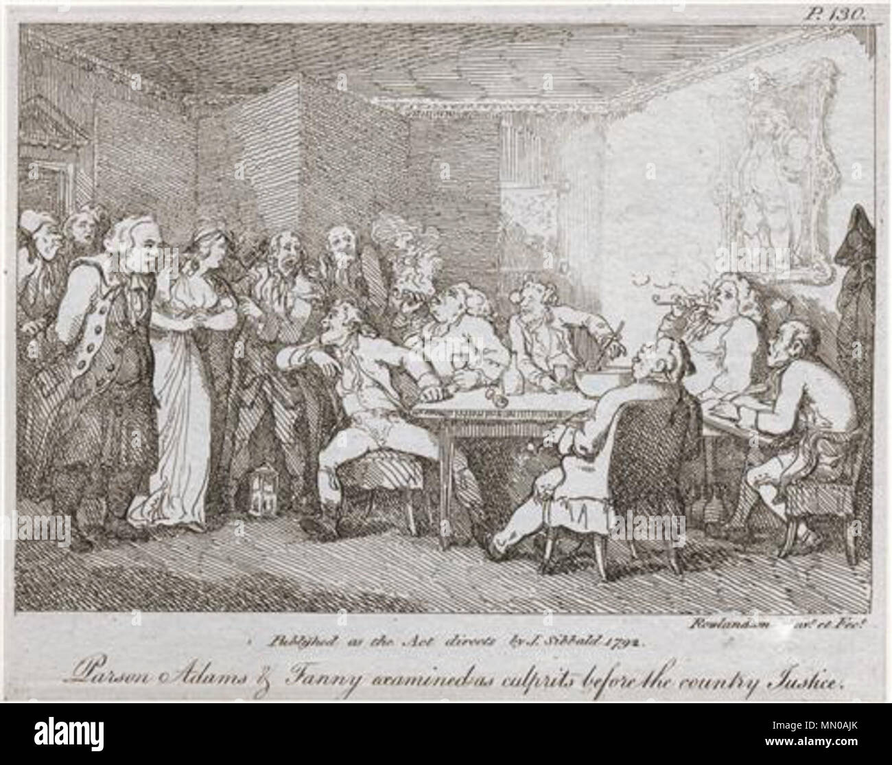 . Français : Le pssteur Adams et Fanny comparaissent devant le juge  . 1742. Scanned by myself Adams et Fanny devant le juge Stock Photo
