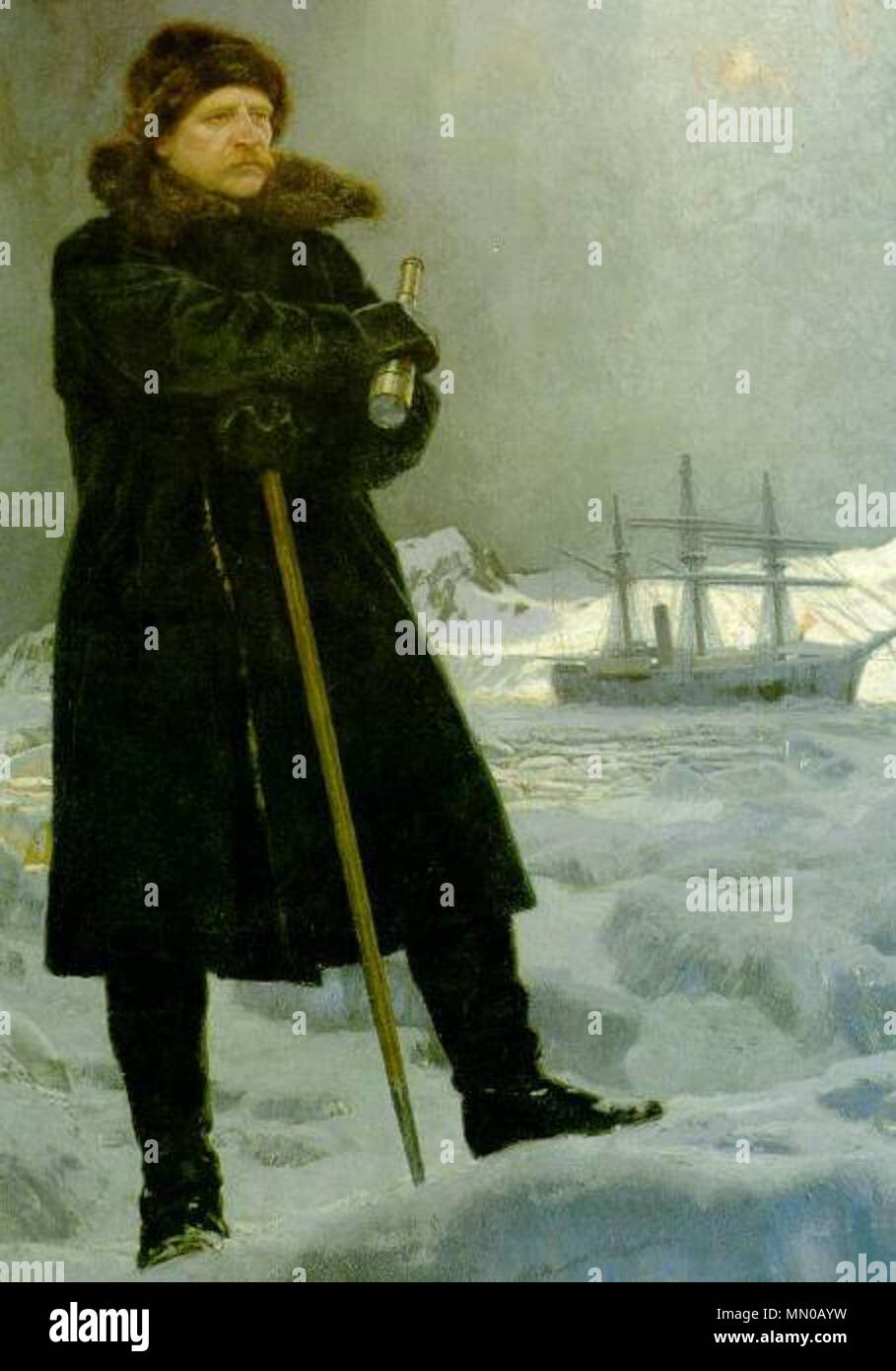 Adolf Erik Nordenskiöld detail of the painting by Georg von Rosen 1886 Stock Photo