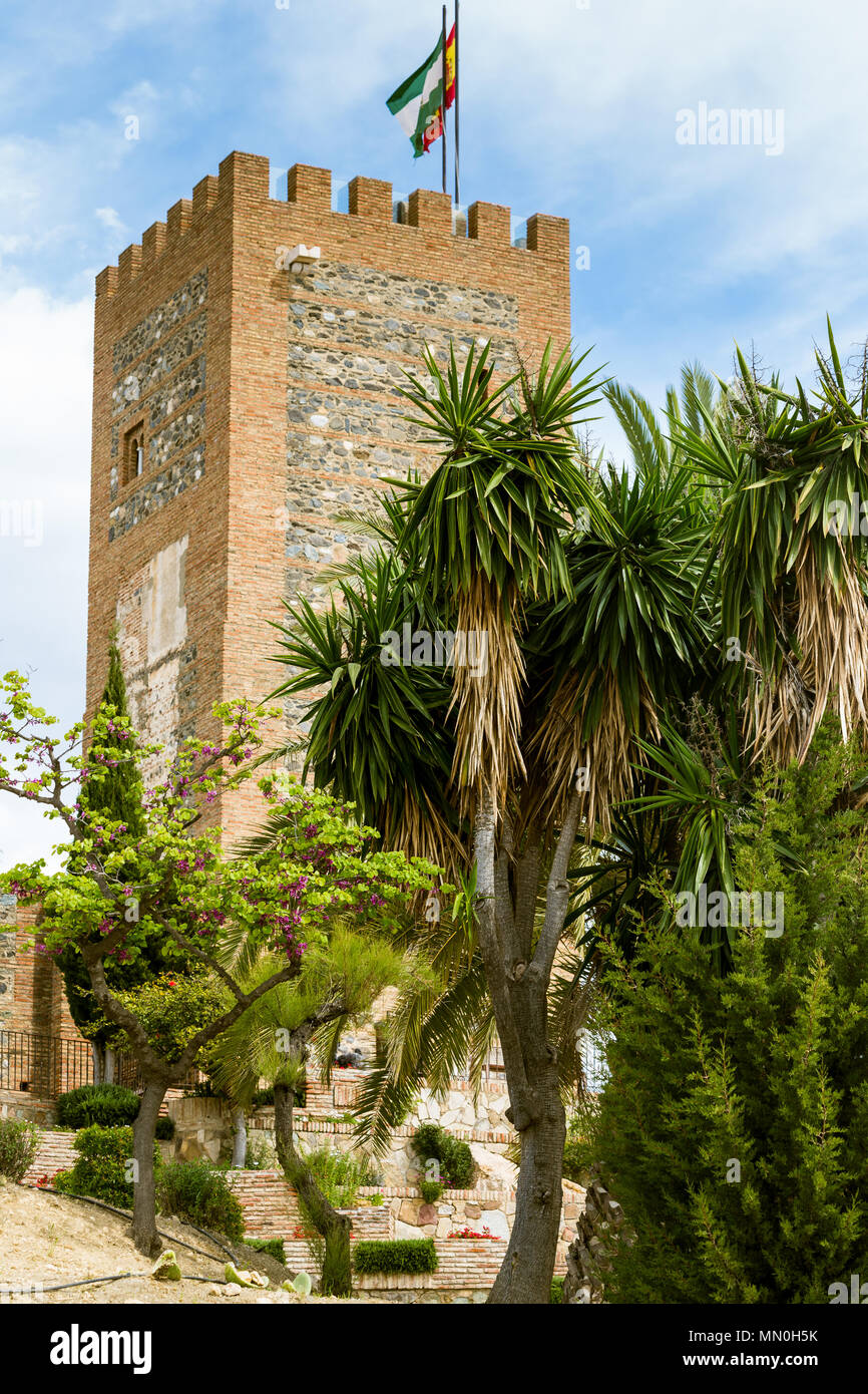 The Alcazaba La Fortaleza, often called the Tower or Fort, in Velez Malaga on the Costa del Sol Spain Stock Photo