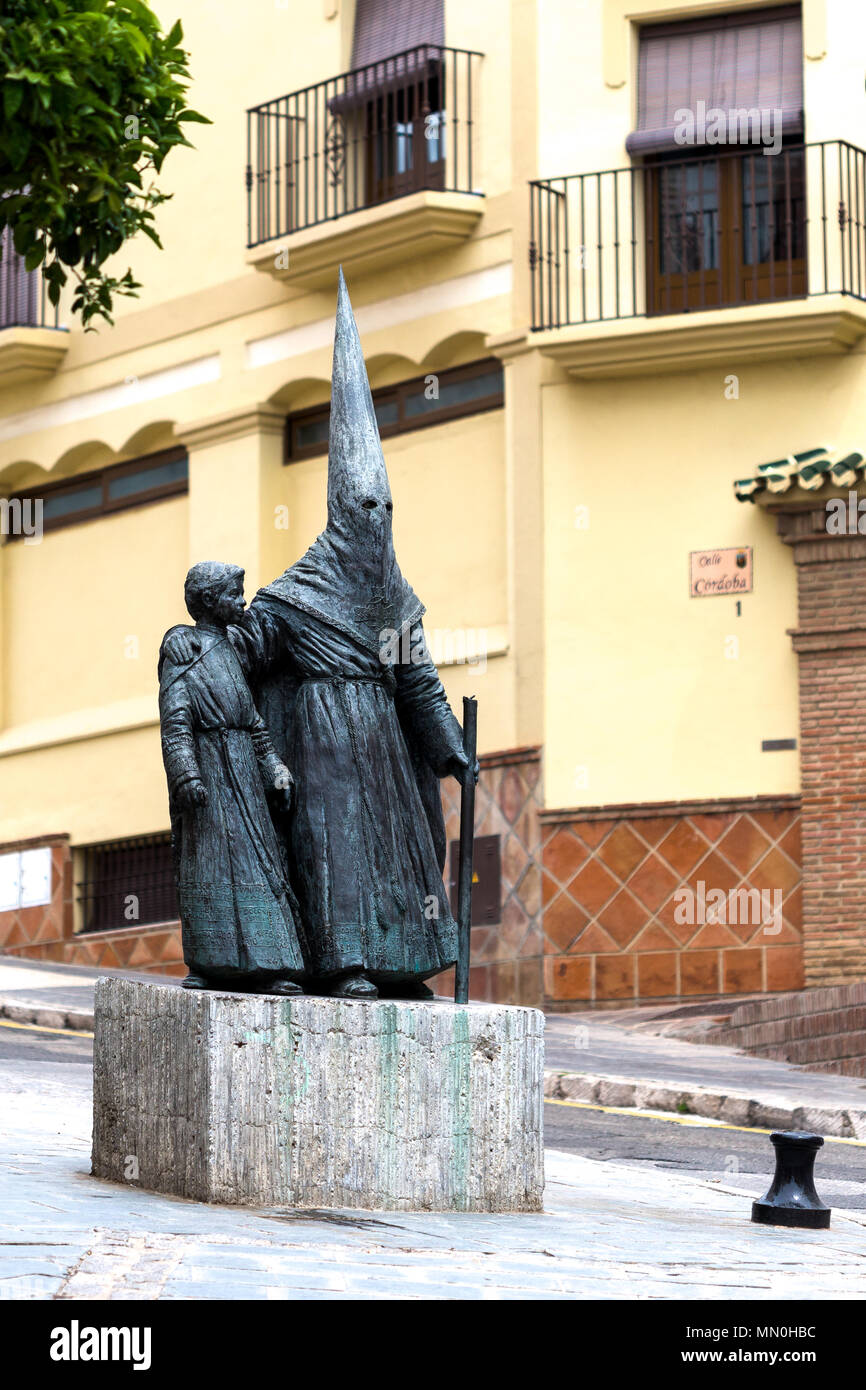Statue of Nazareno and child outside Iglesia de San Juan Bautista, Vélez-Málaga Stock Photo