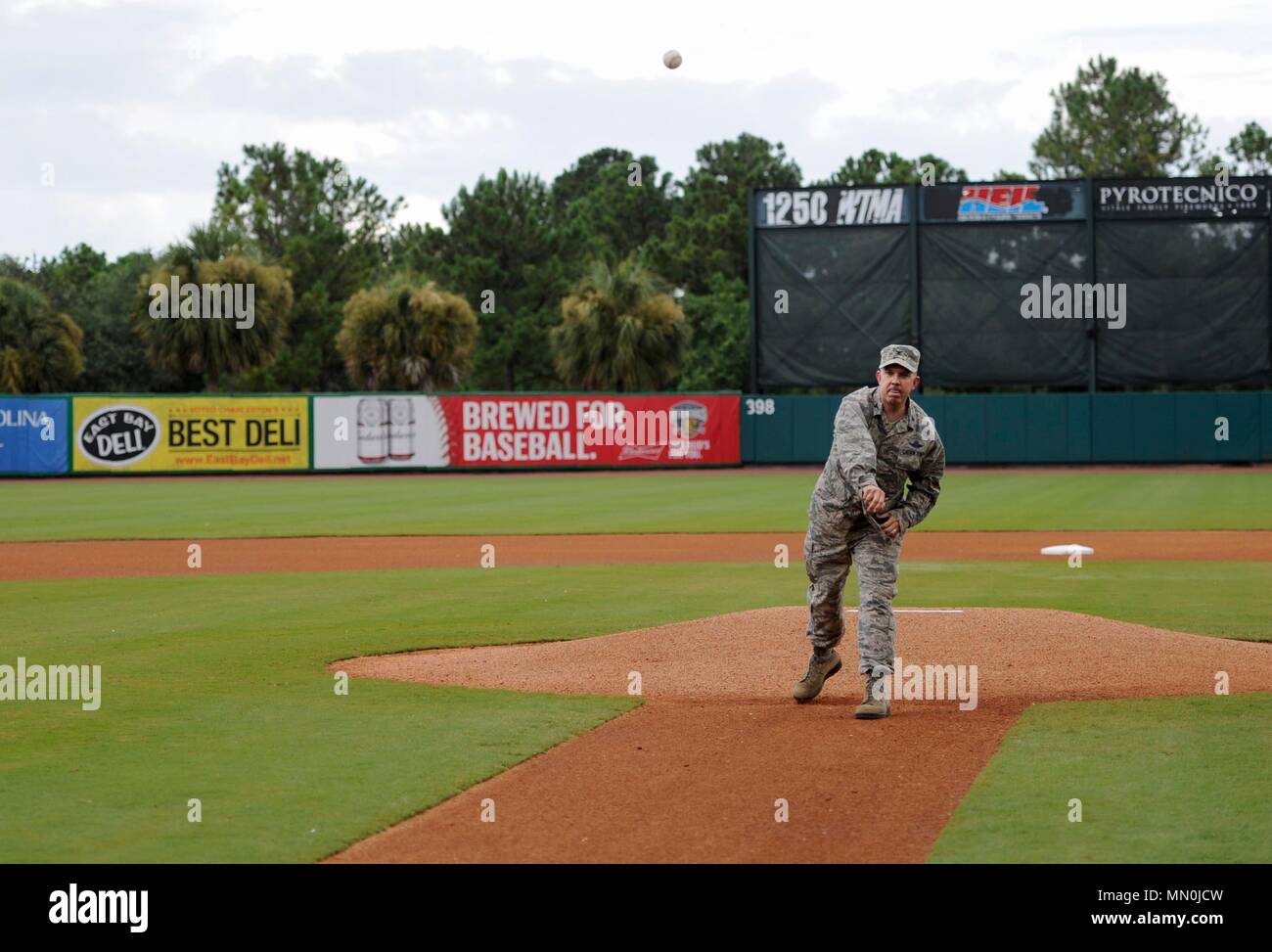Commanders throw first pitch during RiverDogs game > Joint Base